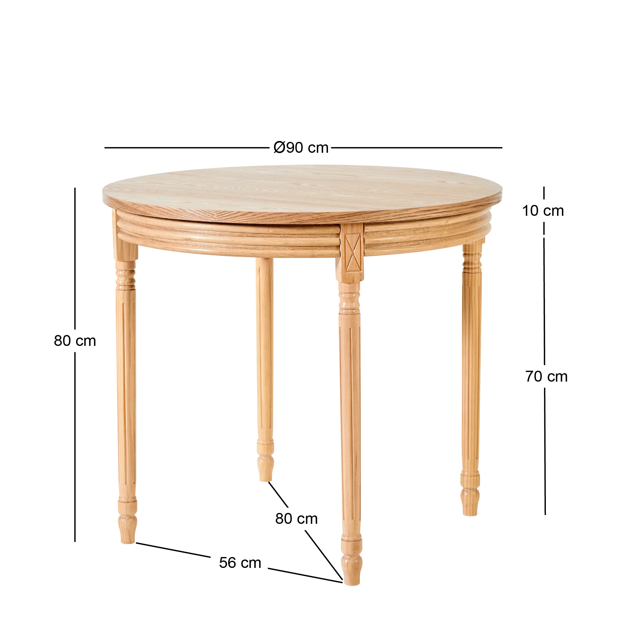 KAJANI – Okrągły stół do jadalni dla 4 osób, wykonany z drewna sosnowego