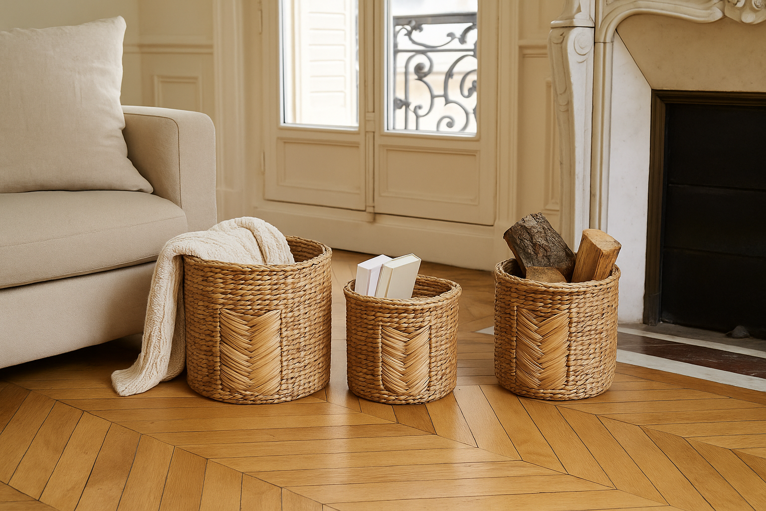 LEIF – Zestaw 3 koszy do przechowywania z naturalnej juty