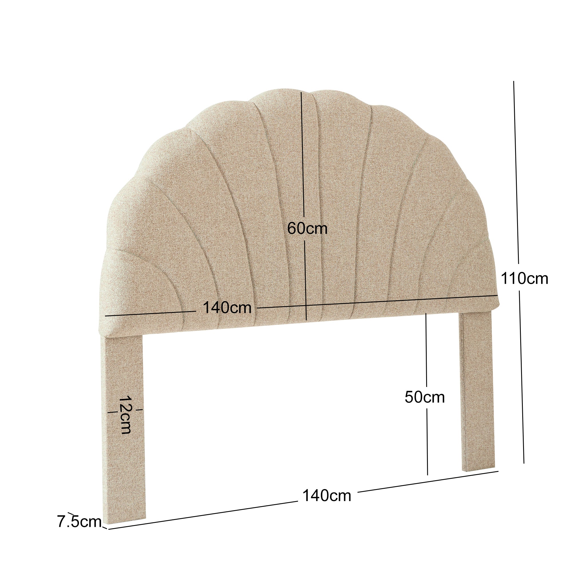 SUND - Zagłówek 140 z beżowej tkaniny