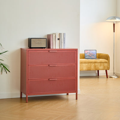 JOEN - Commode 3 tiroirs en métal terracotta