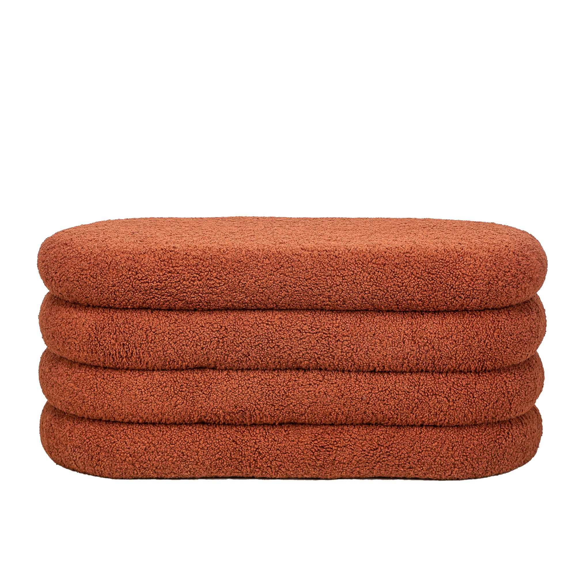 UPPSALA – Ławka z schowkiem, bouclé w kolorze terakoty