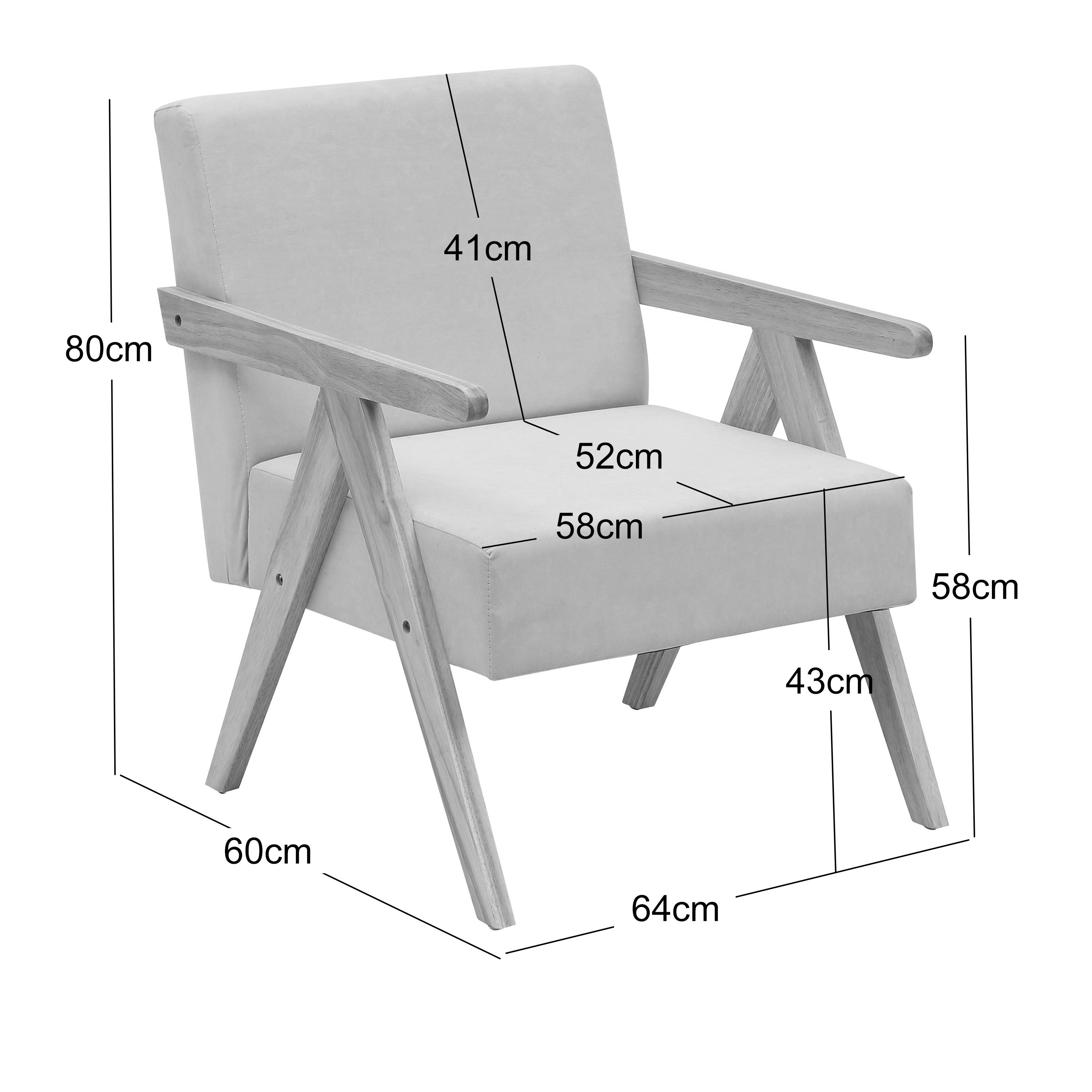 SANTAREM – Fotel salonowy z litego drewna i pętelkami w kolorze terakoty