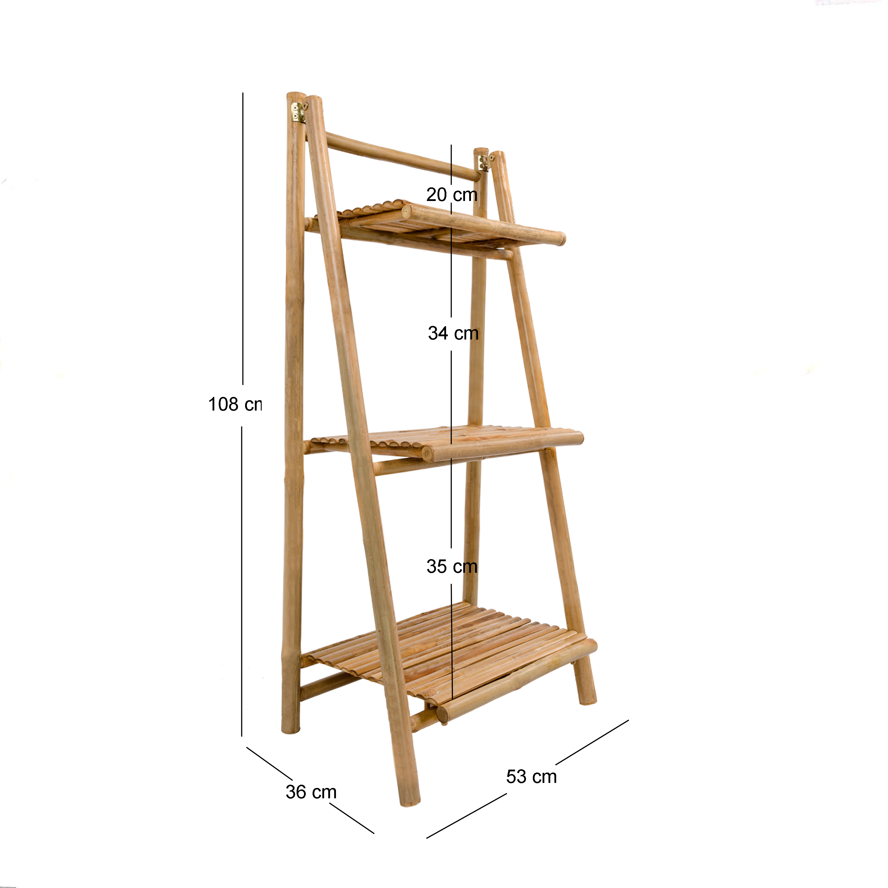 KENDARI – Regał 3-poziomowy z bambusa, wykończenie naturalne