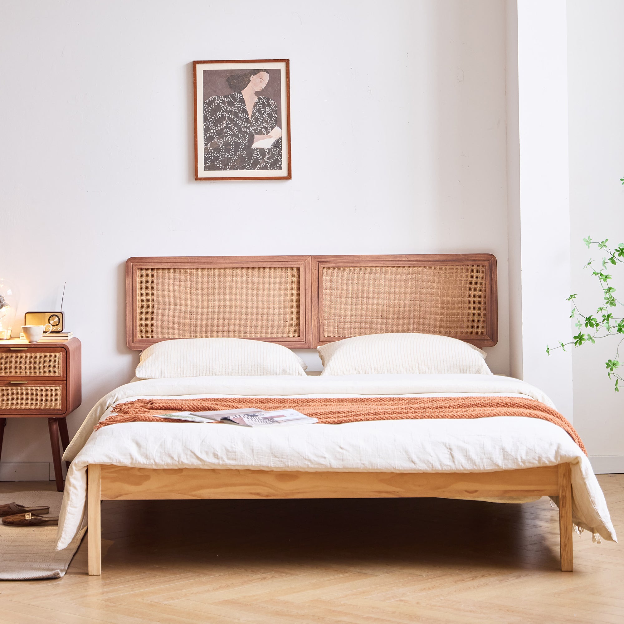 RORVIK – Zagłówek łóżka 160 z drewna i rattanu