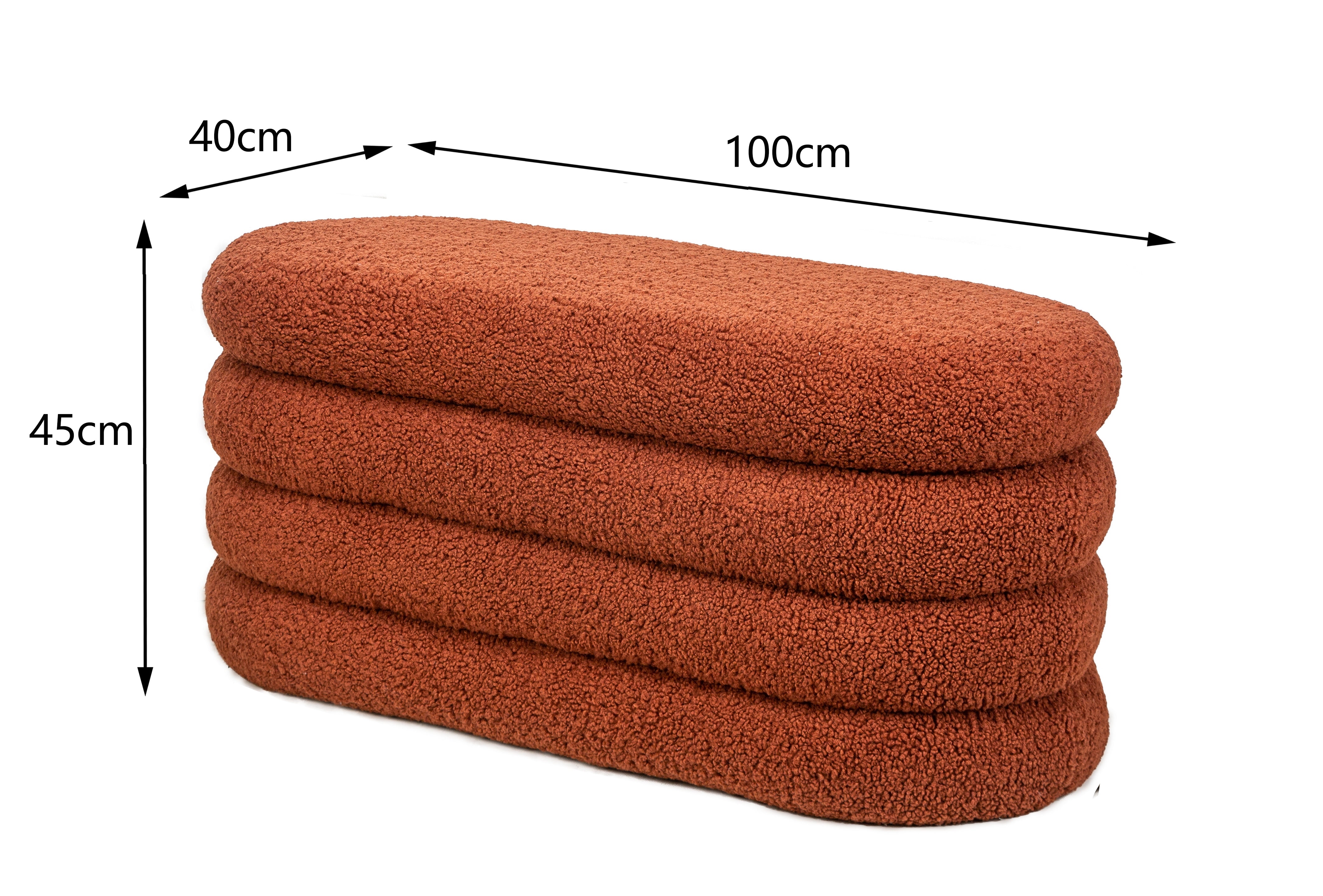 UPPSALA – Ławka z schowkiem, bouclé w kolorze terakoty