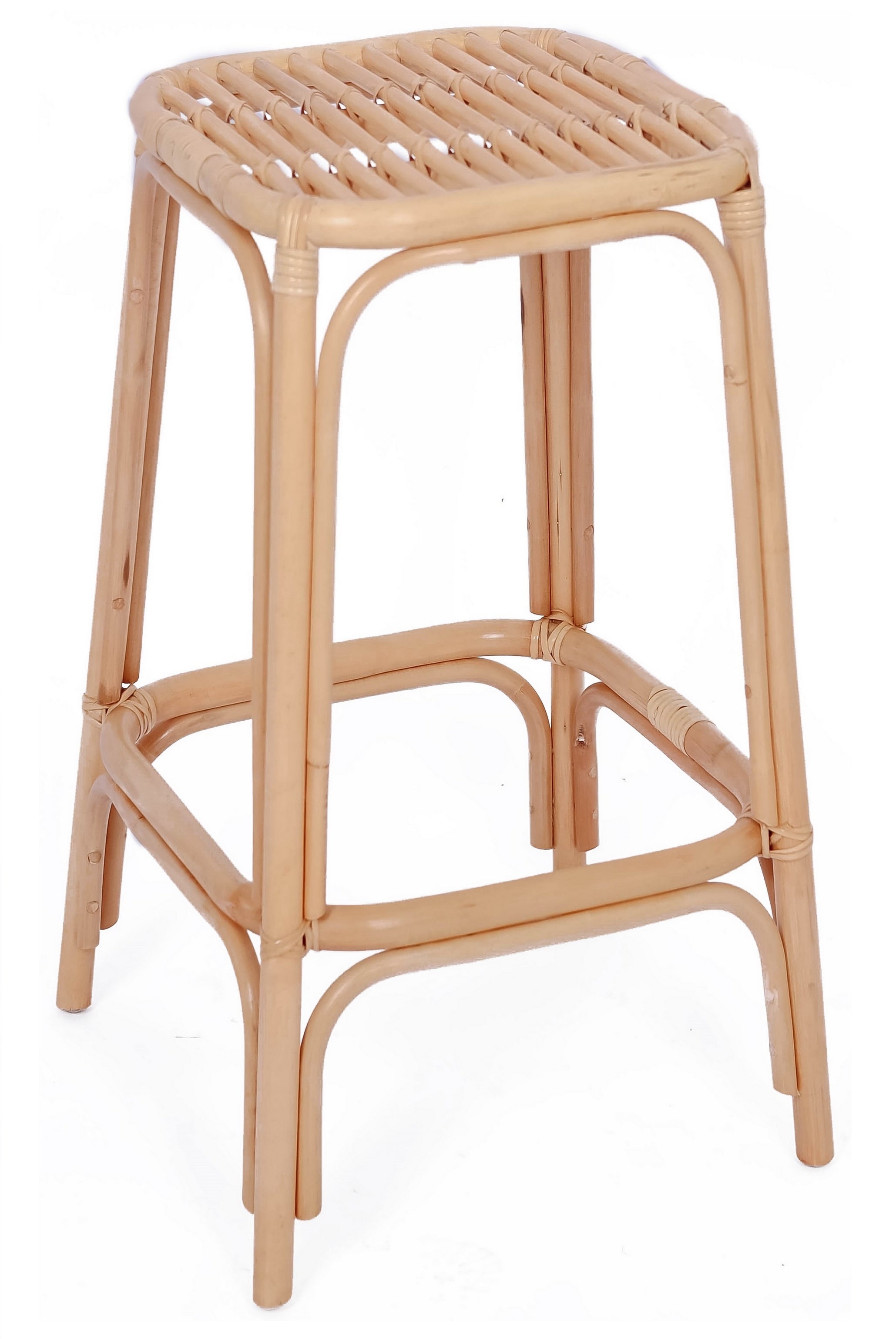 OBIRA - Lot de 2 tabourets de bar en rotin naturel et tissu beige