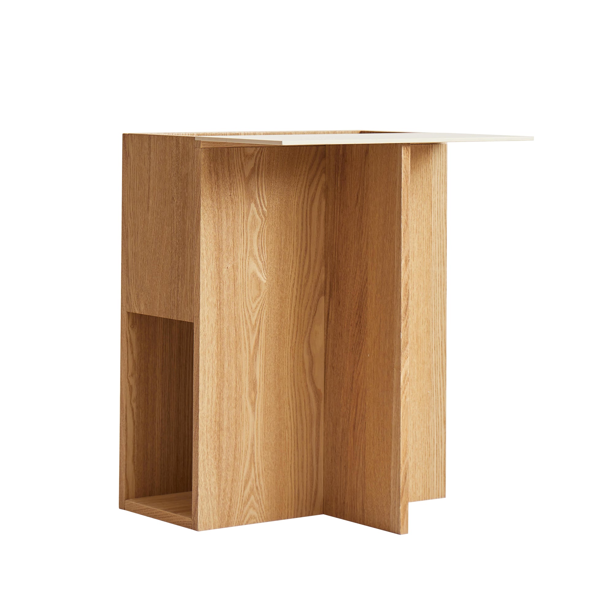 KARLSTAD – stolik pomocniczy do kanapy z drewnianym schowkiem