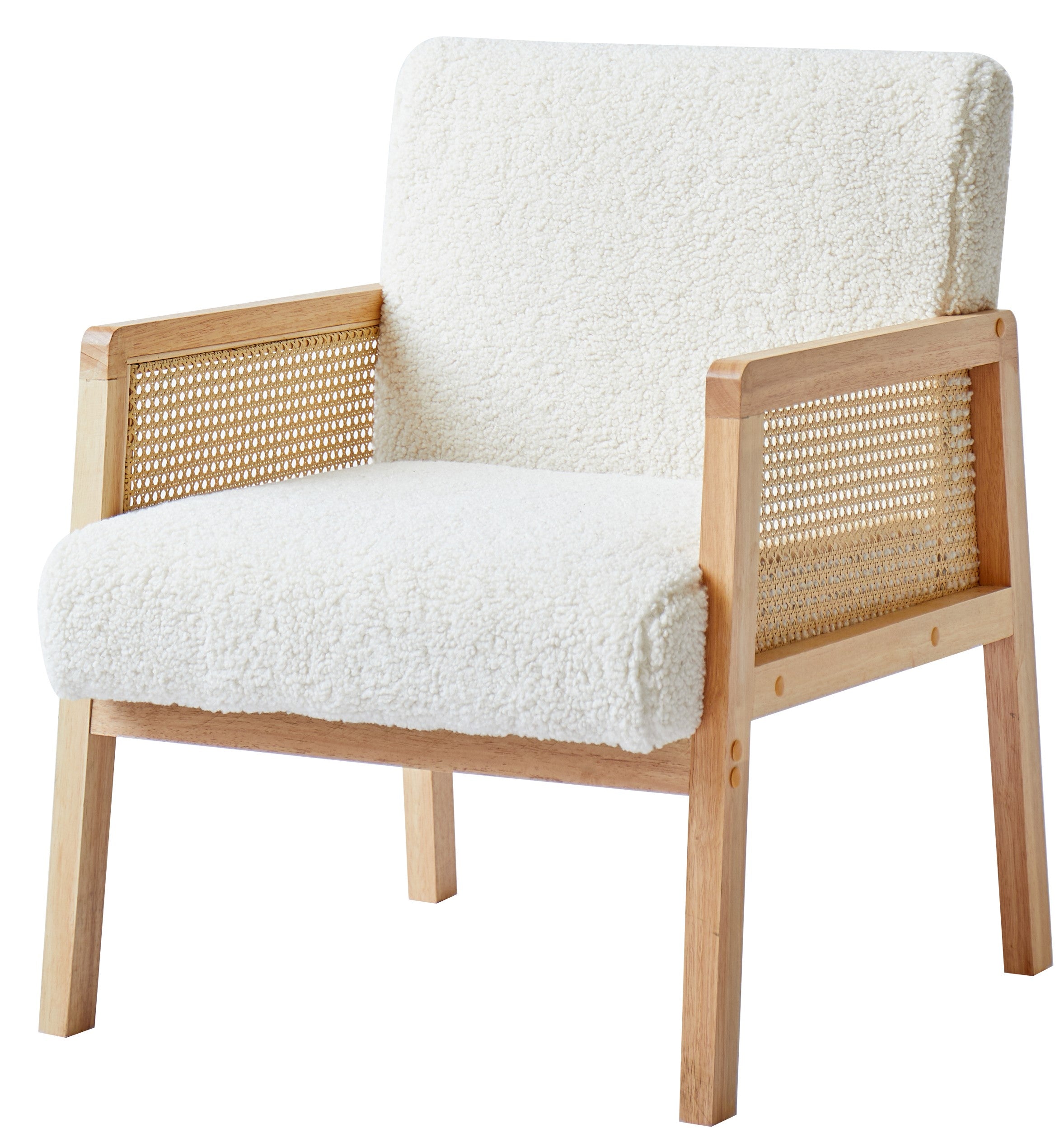 BORGO – Fotel salonowy z litego drewna i białej plecionki