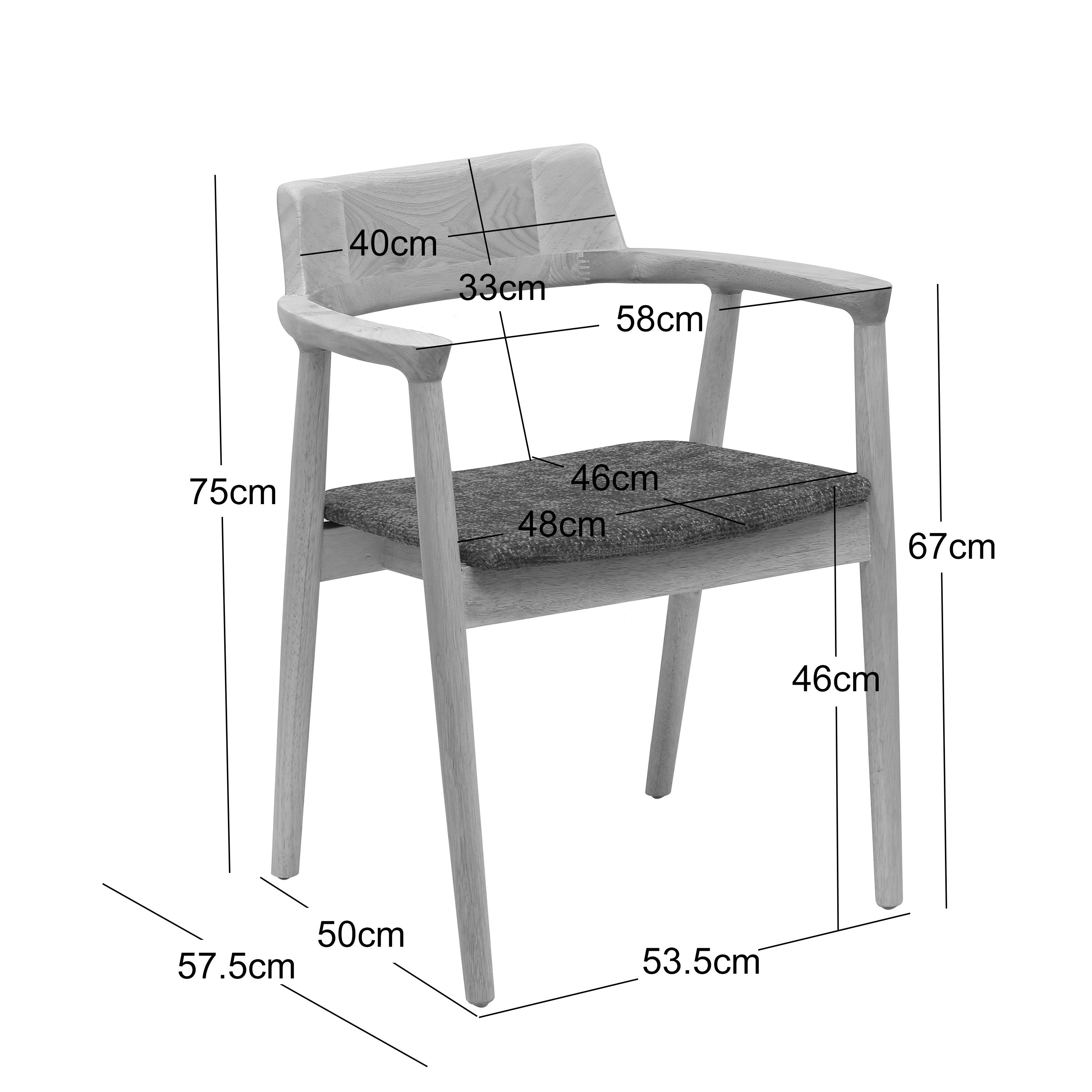 CORDOBA – Zestaw 2 krzeseł z litego drewna z podłokietnikami i białymi pętelkami