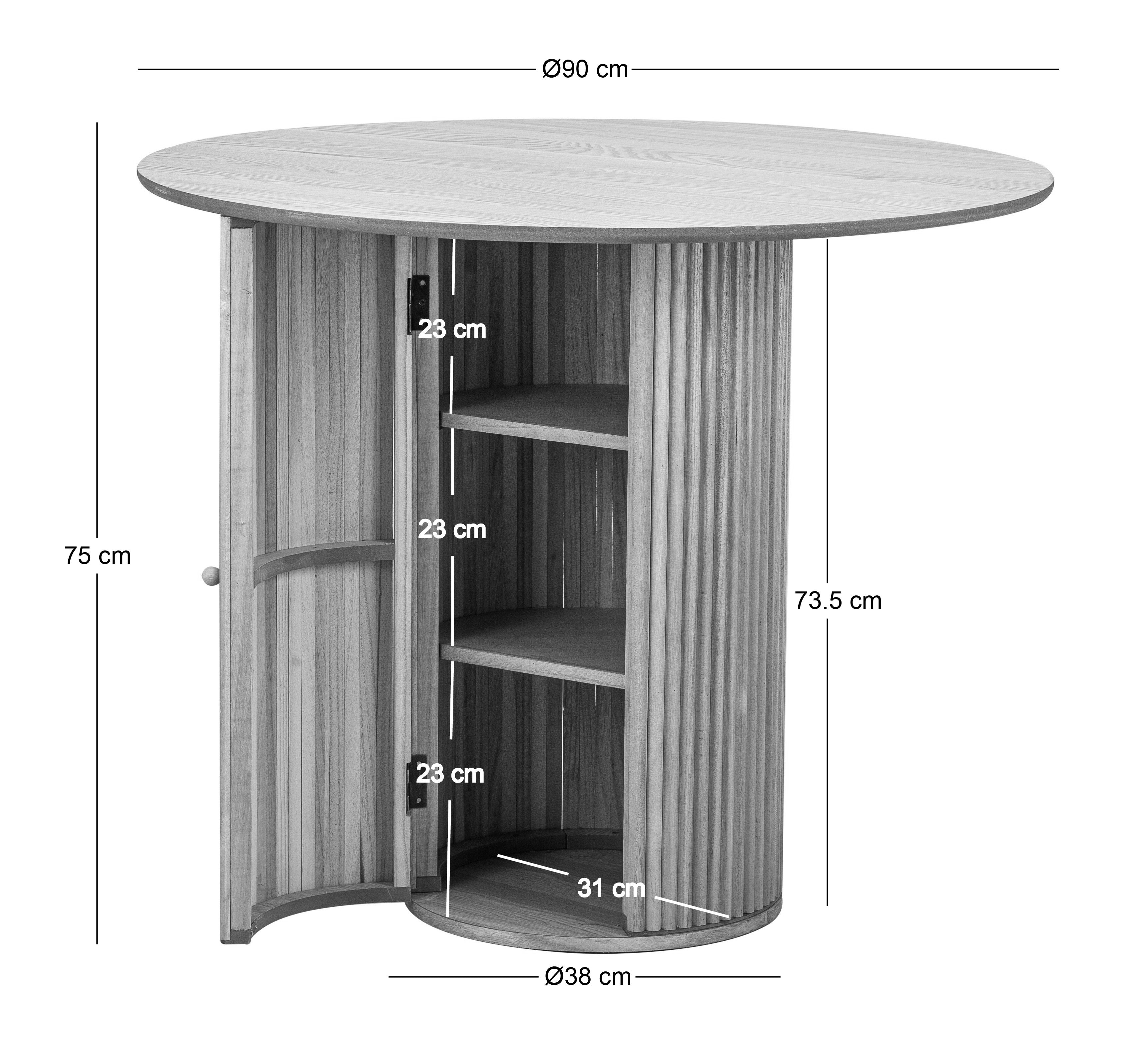 HAVANA – Okrągły stół do jadalni dla 4 osób, wykonany z litego drewna sosnowego i rattanuØ 90 cm