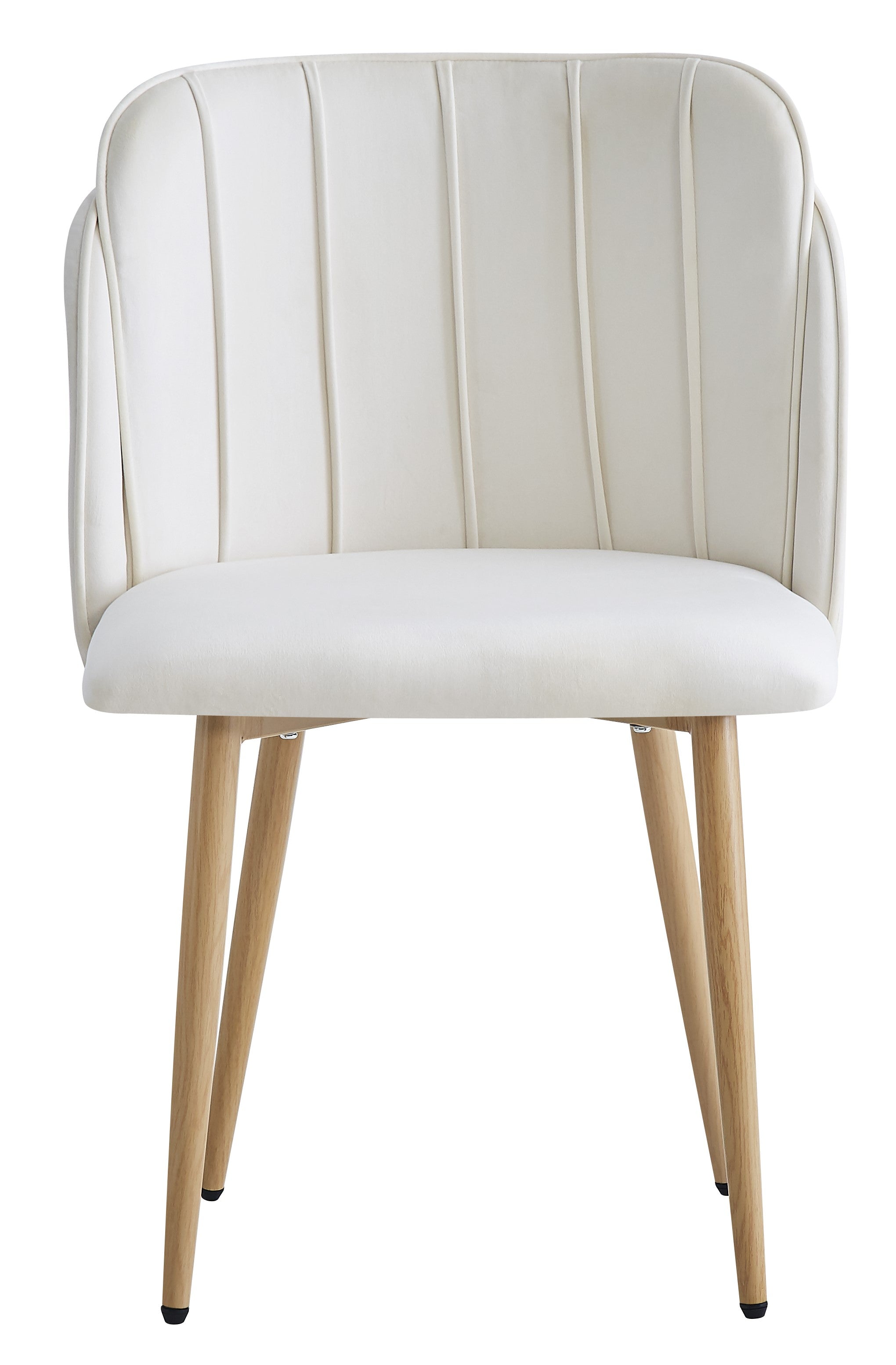 Zestaw 2 krzeseł z metalu imitującego drewno i beżowej tkaniny