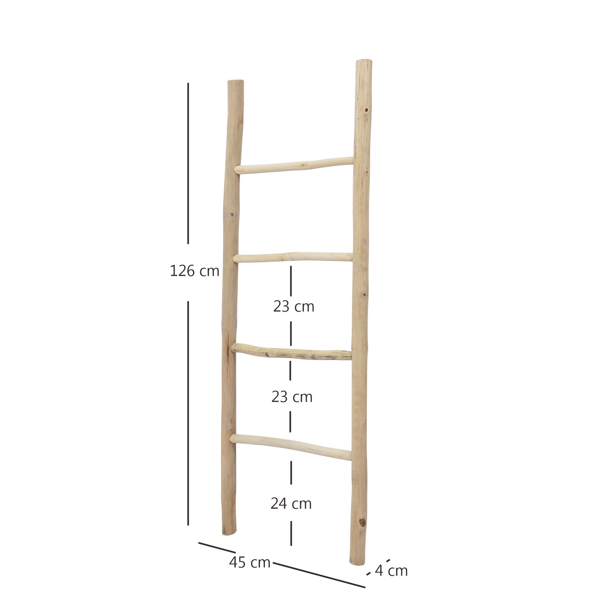 BANDAR – 4-poziomowa półka ścienna w kształcie drabiny z litego drewna naturalnego
