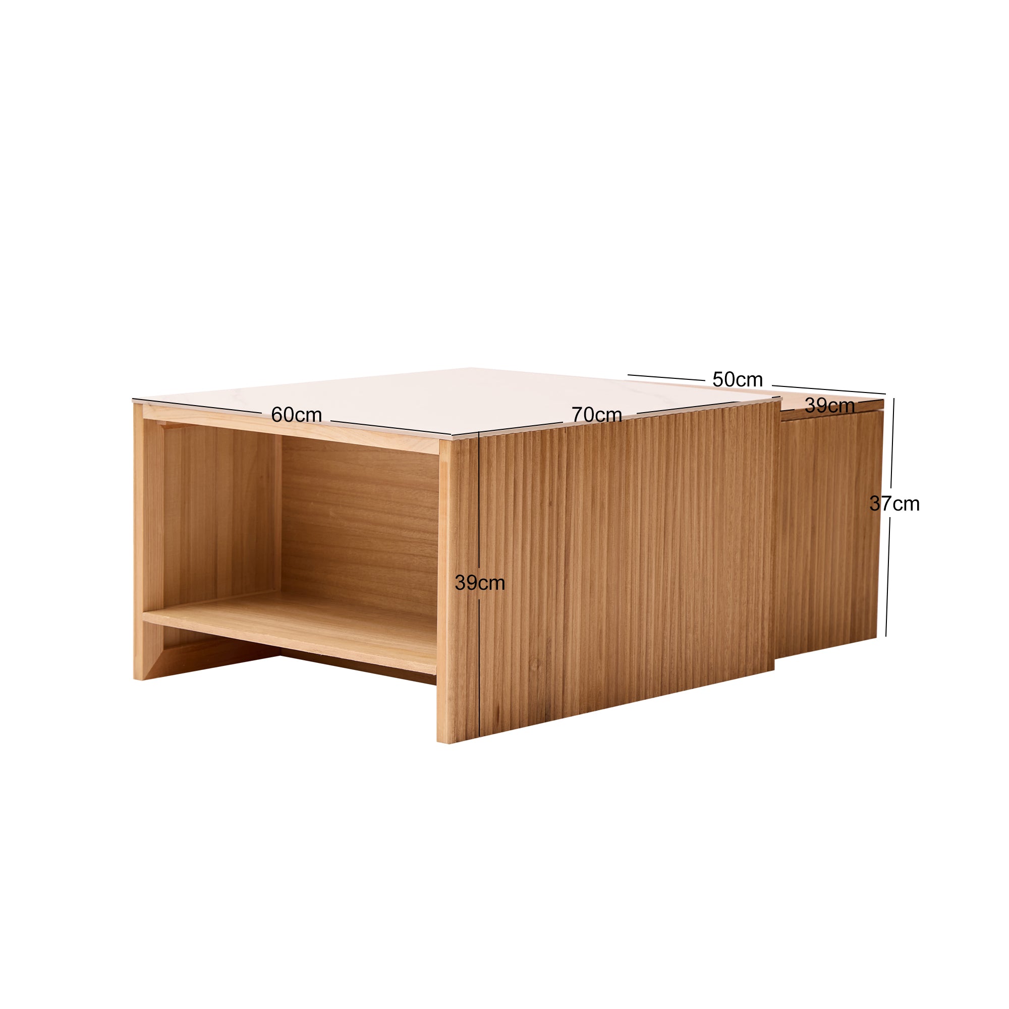 TROMSO – Zestaw 2 stolików kawowych z drewna z efektem marmuru