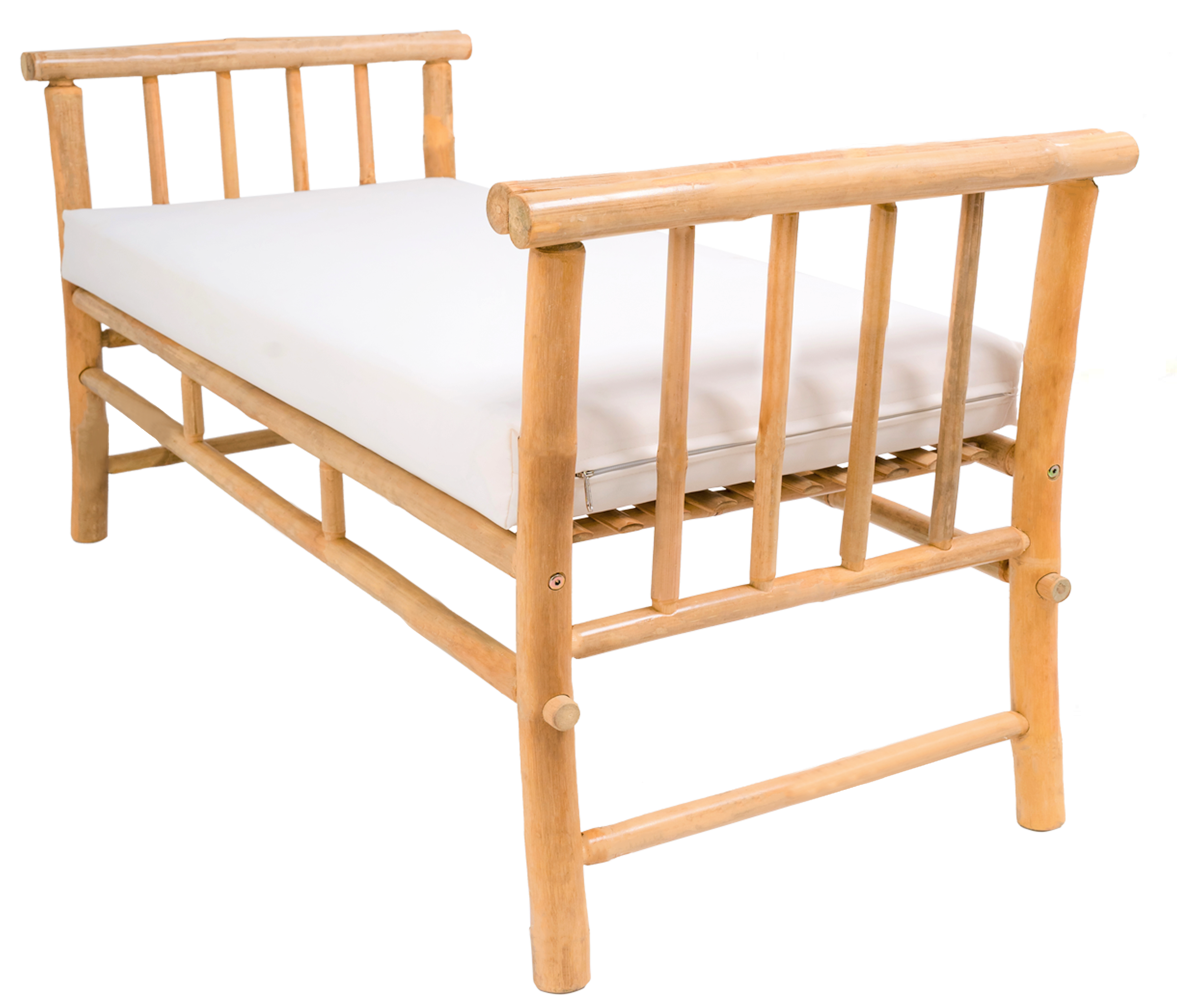 DILI – Ławka z litego bambusa i beżowej tkaniny