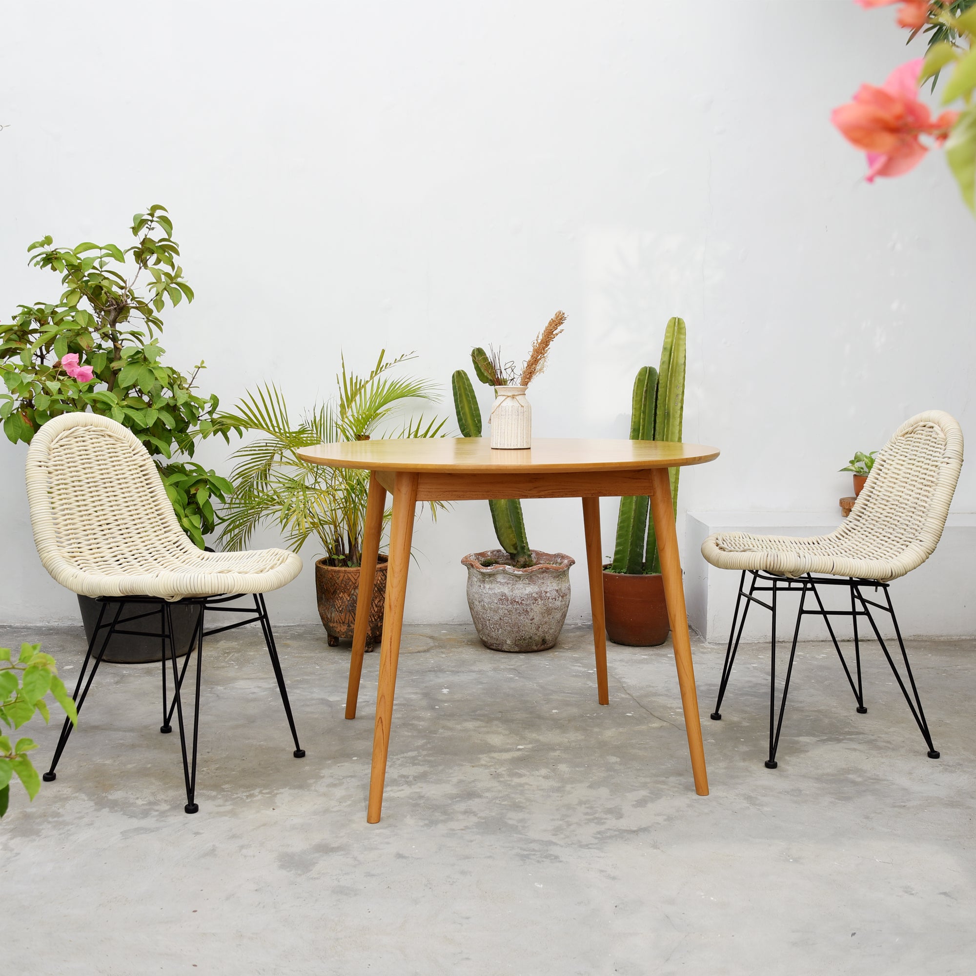 NITA – Zestaw 2 krzeseł do jadalni w stylu boheme, wykonanych z naturalnego rattanu