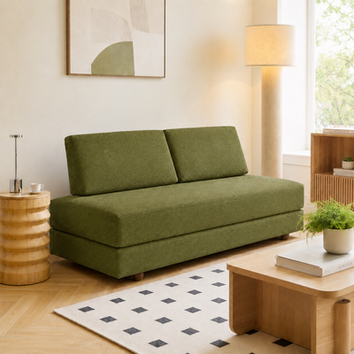 CASTELO - 3-Sitzer Schlafsofa aus Stoff, Grün