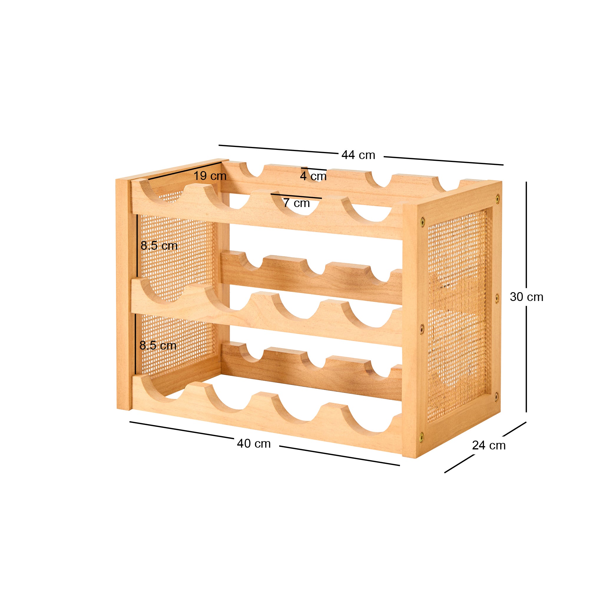 VISBY – Drewniany i rattanowy stojak na butelki