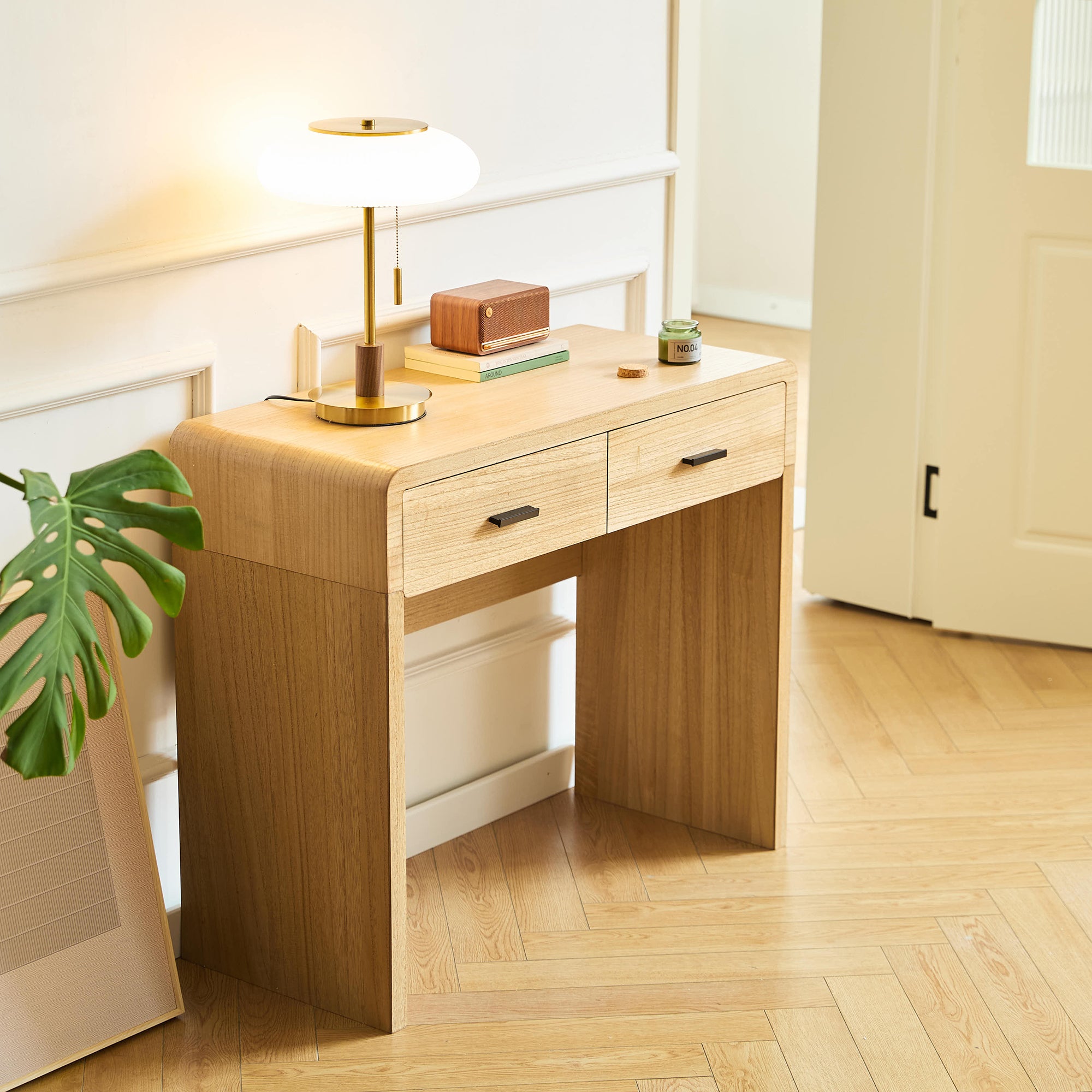 SKIVE - Drewniana konsola z 2 szufladami