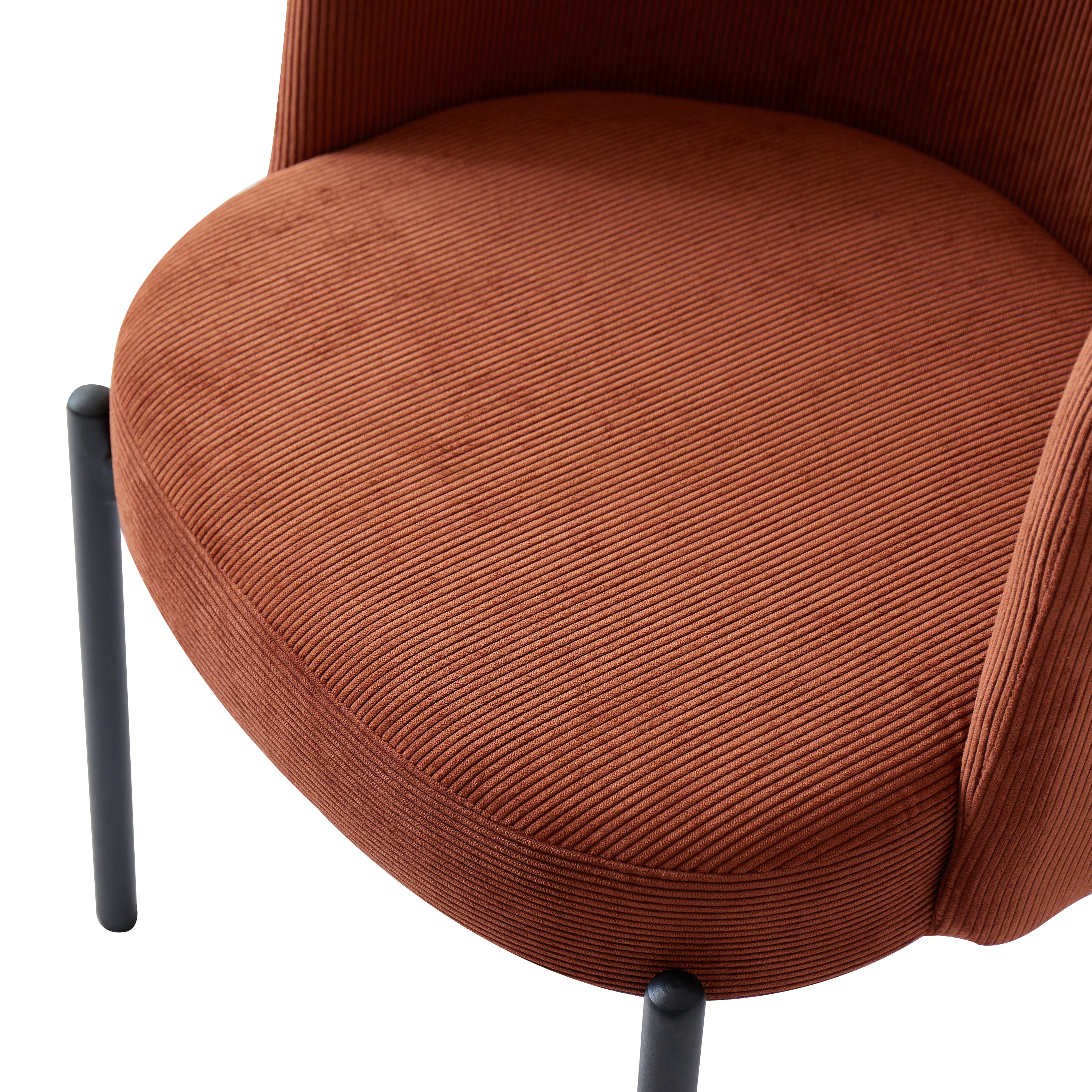 GRIMSTAD – Zestaw 2 skandynawskich krzeseł z metalu i sztruksu w kolorze terakoty