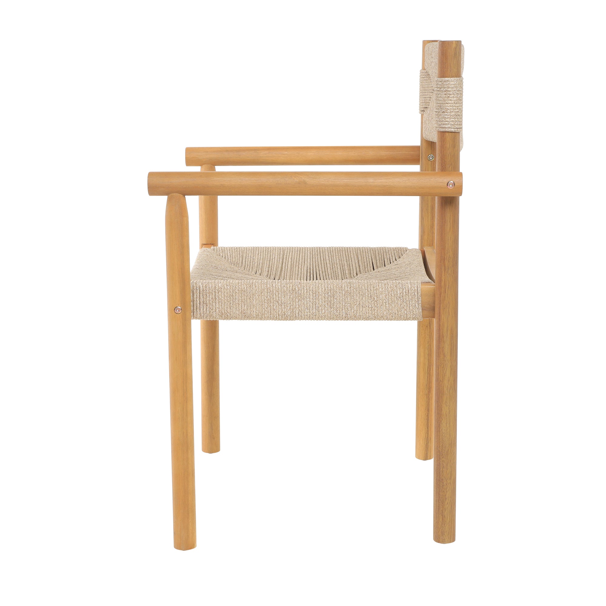 OVALLE – Zestaw 2 krzeseł do wnętrz i na zewnątrz, wykonanych z litego drewna akacjowego i liny