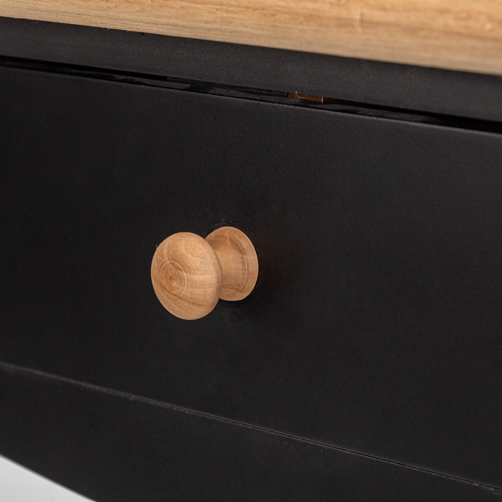 Szafka nocna z 1 szufladą, czarna drewniana