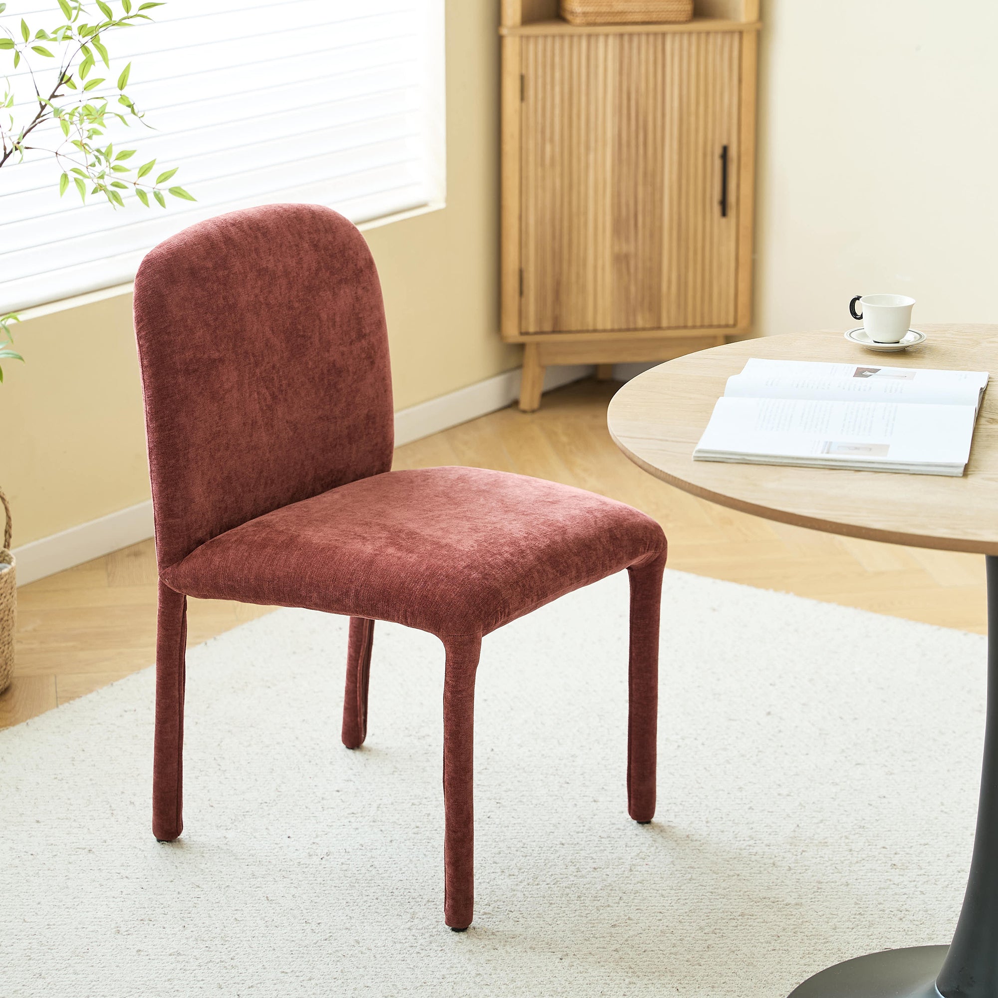 SMOLA - Lot de 2 chaises scandinaves en tissu terracotta