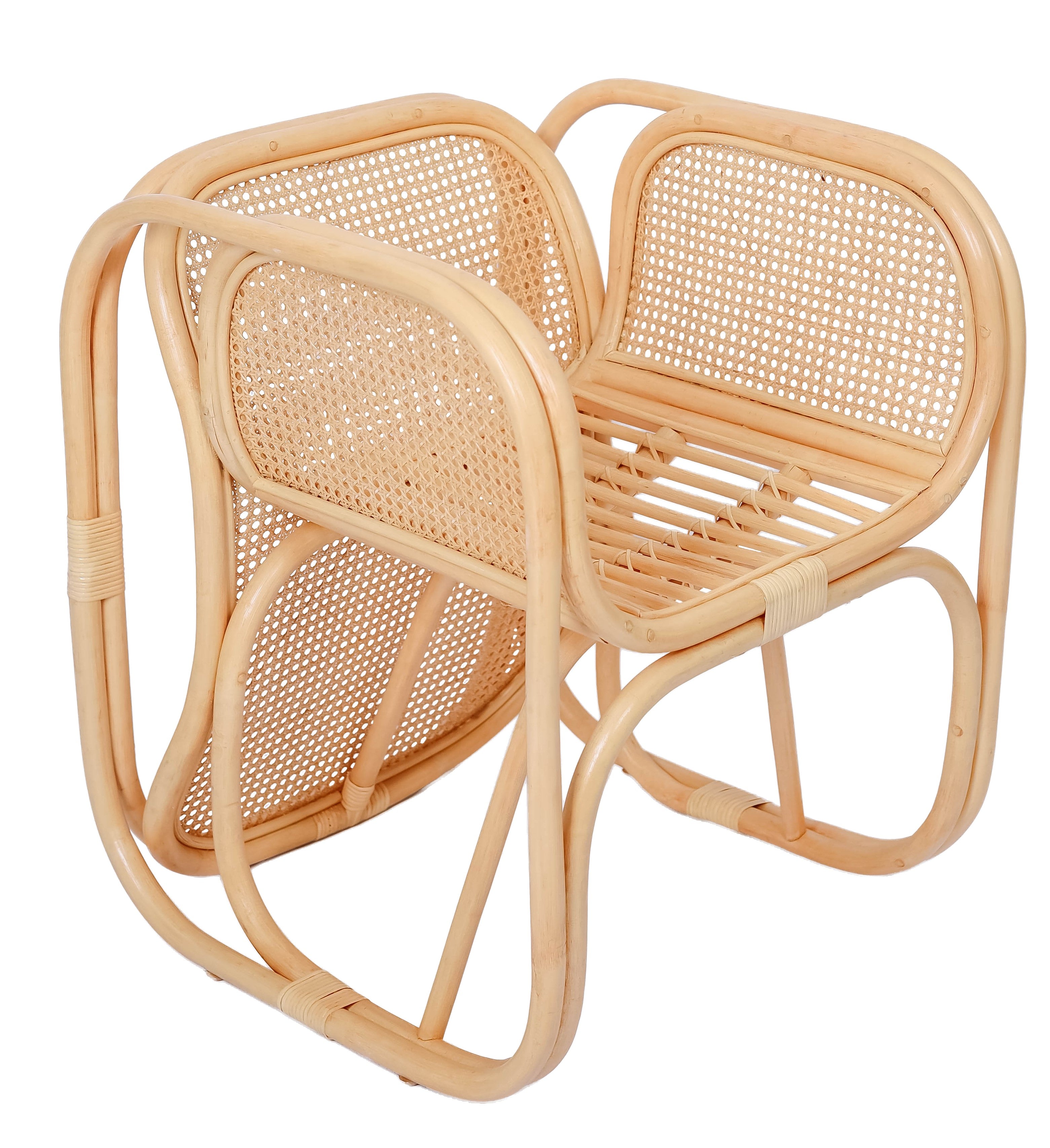 MOROTAI – Fotel z naturalnego rattanu i beżowej tkaniny