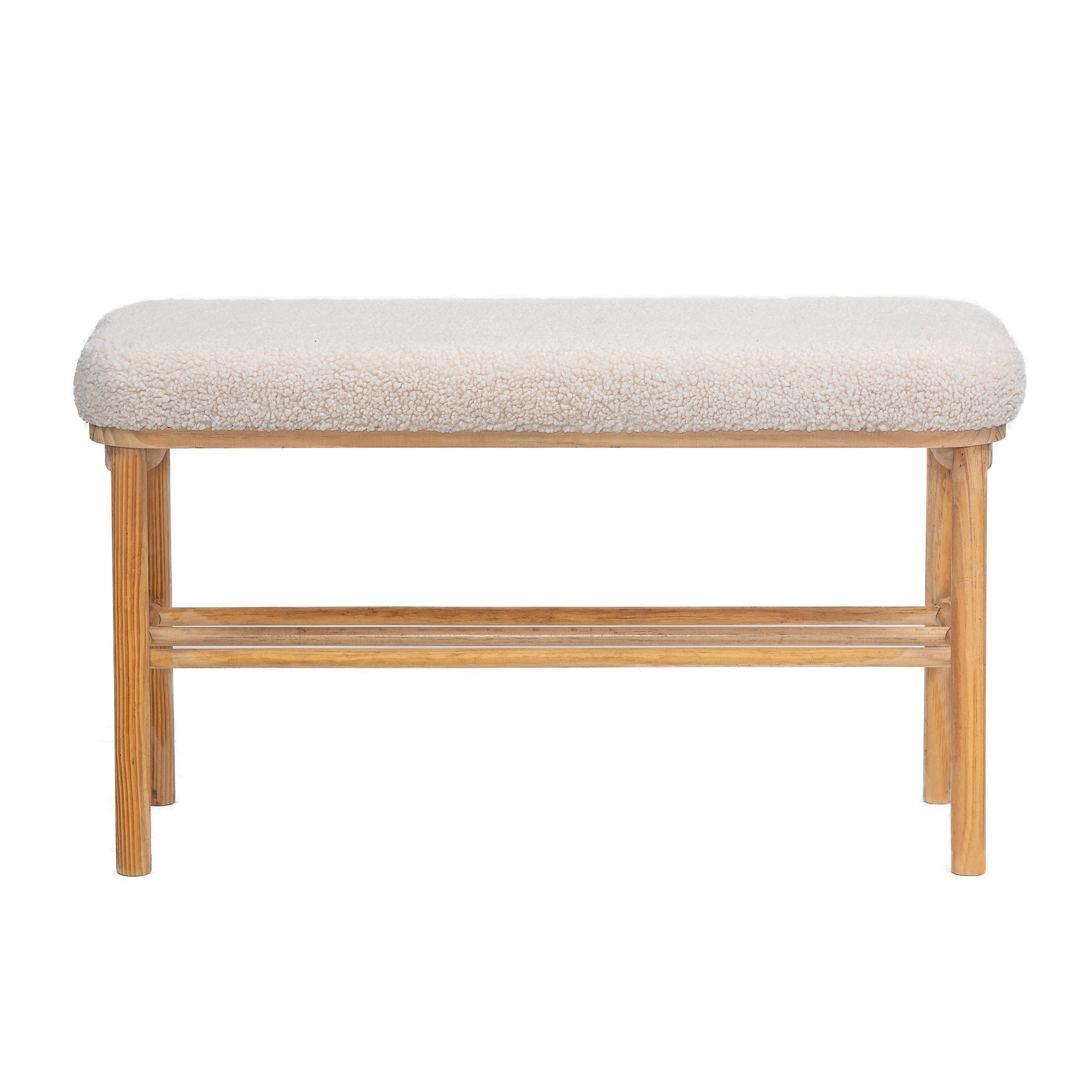 ASUGI – Ławka z schowkiem z litego drewna sosnowego i białymi pętelkami