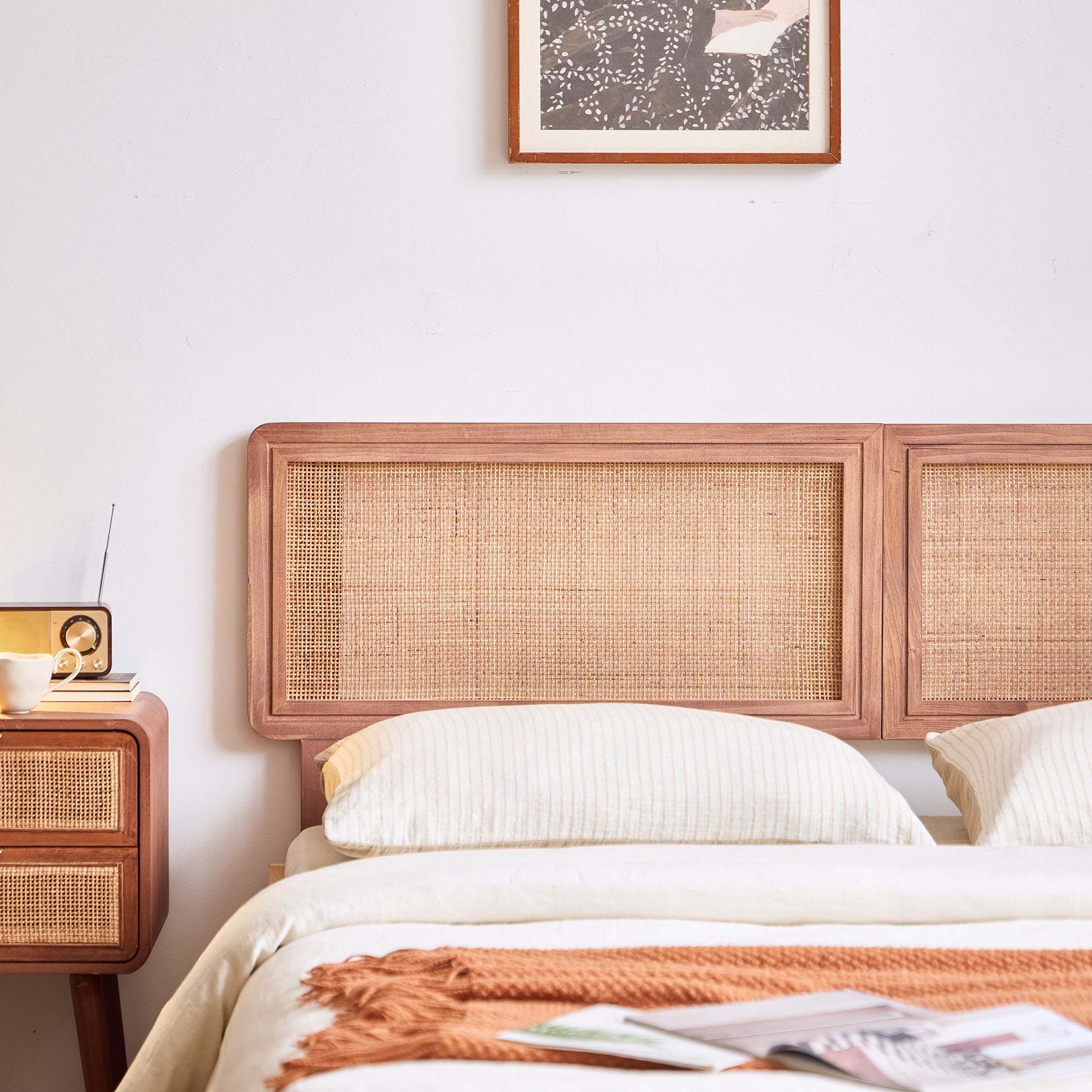 RORVIK – Zagłówek łóżka 160 z drewna i rattanu