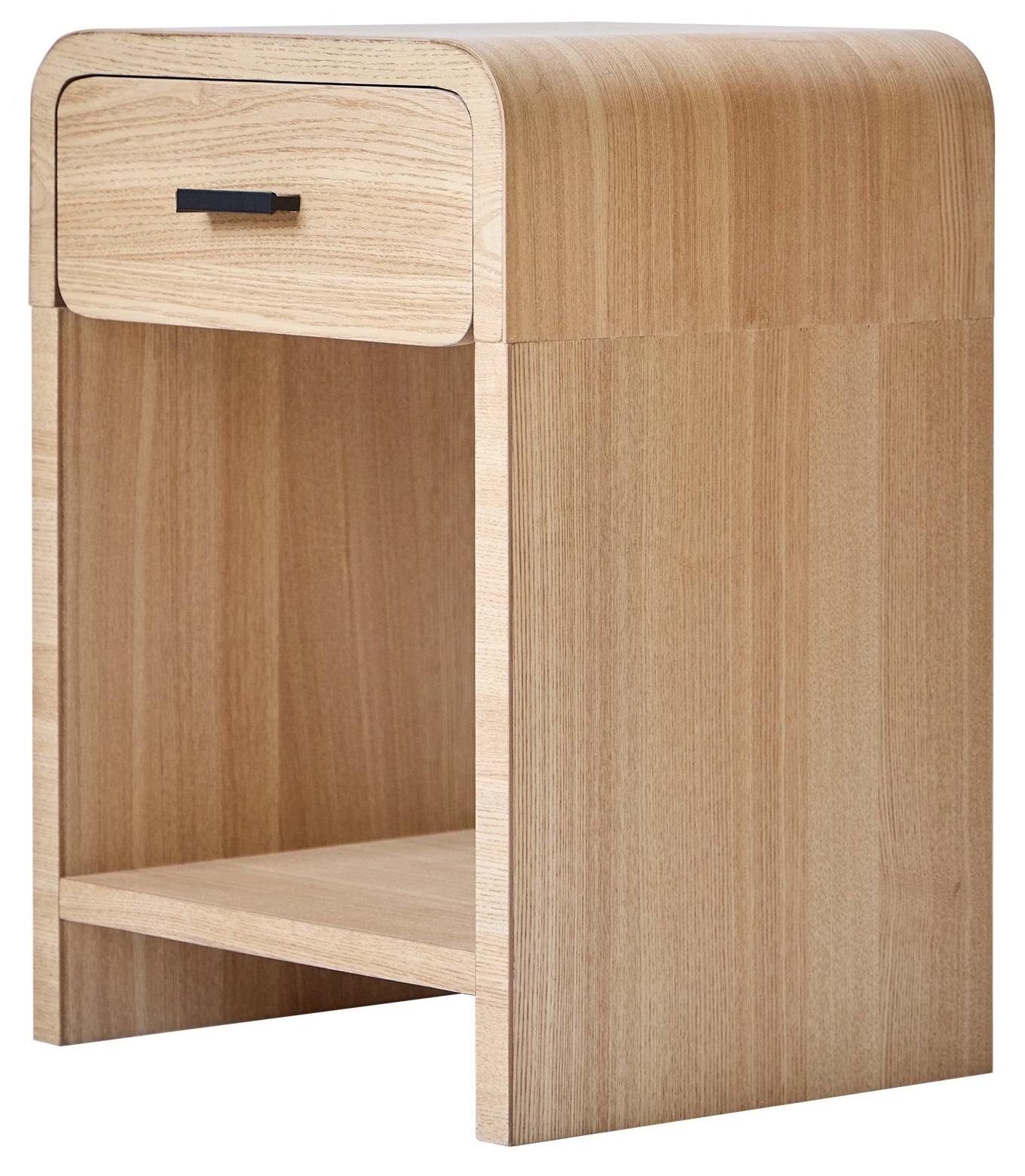 SKIVE - Brązowy drewniany stolik nocny z 1 szufladą