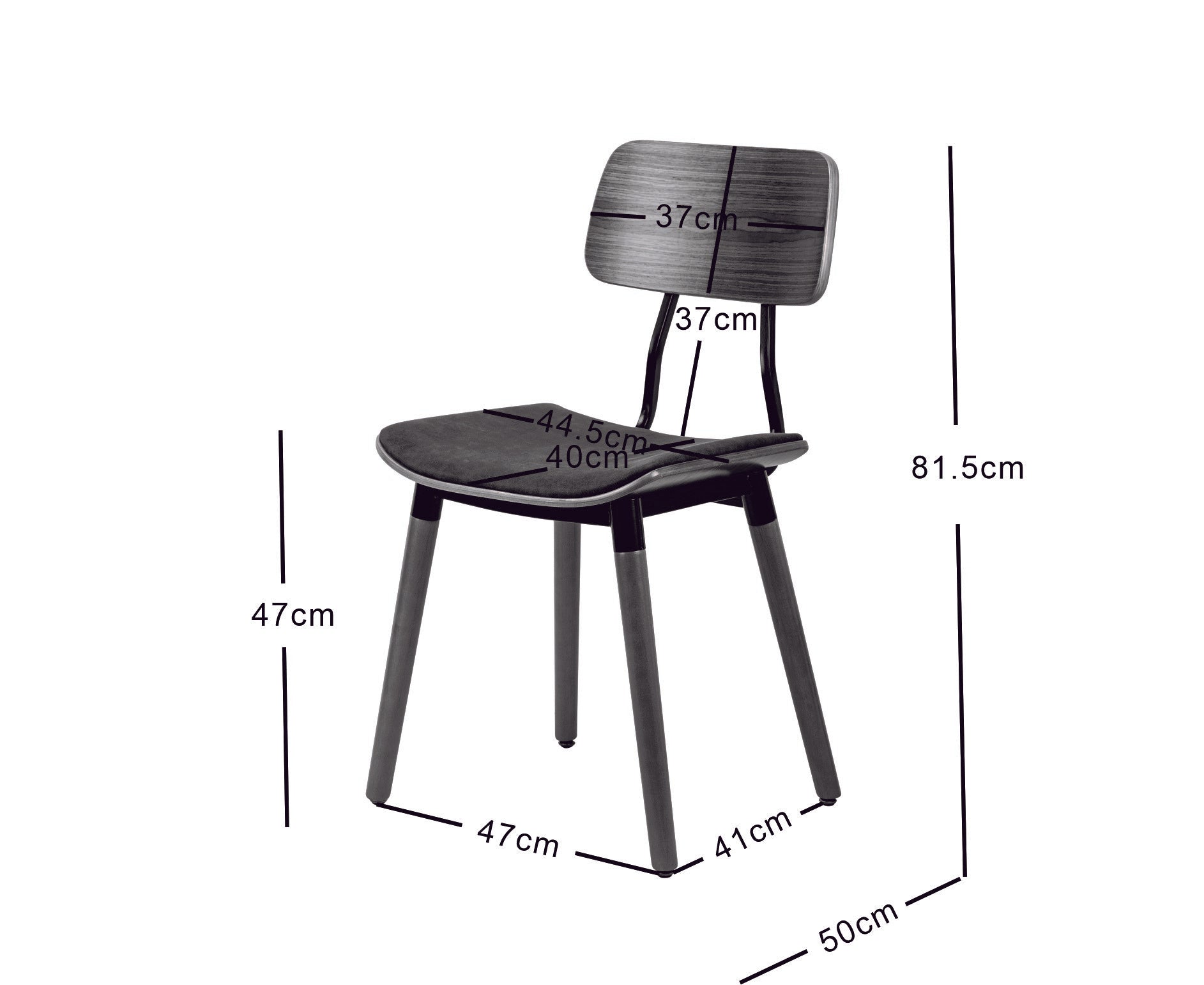 Lot de 2 chaises en bois et simili noir