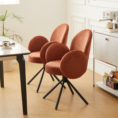 HELSINKI - Set van 2 eetkamerstoelen van metaal in Terracotta fluweel