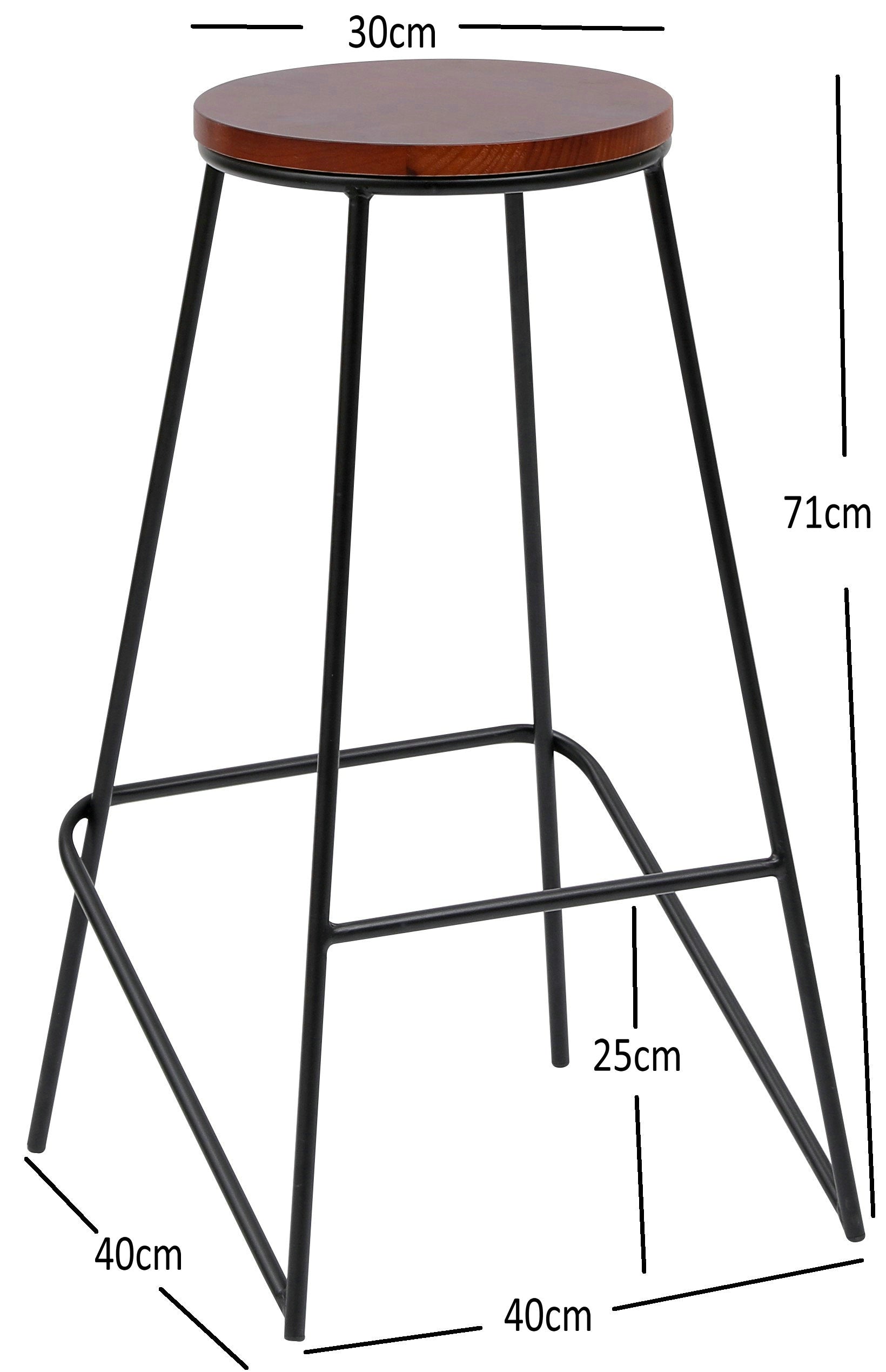 OXFORD - Zestaw 4 stołków barowych z metalu i drewna