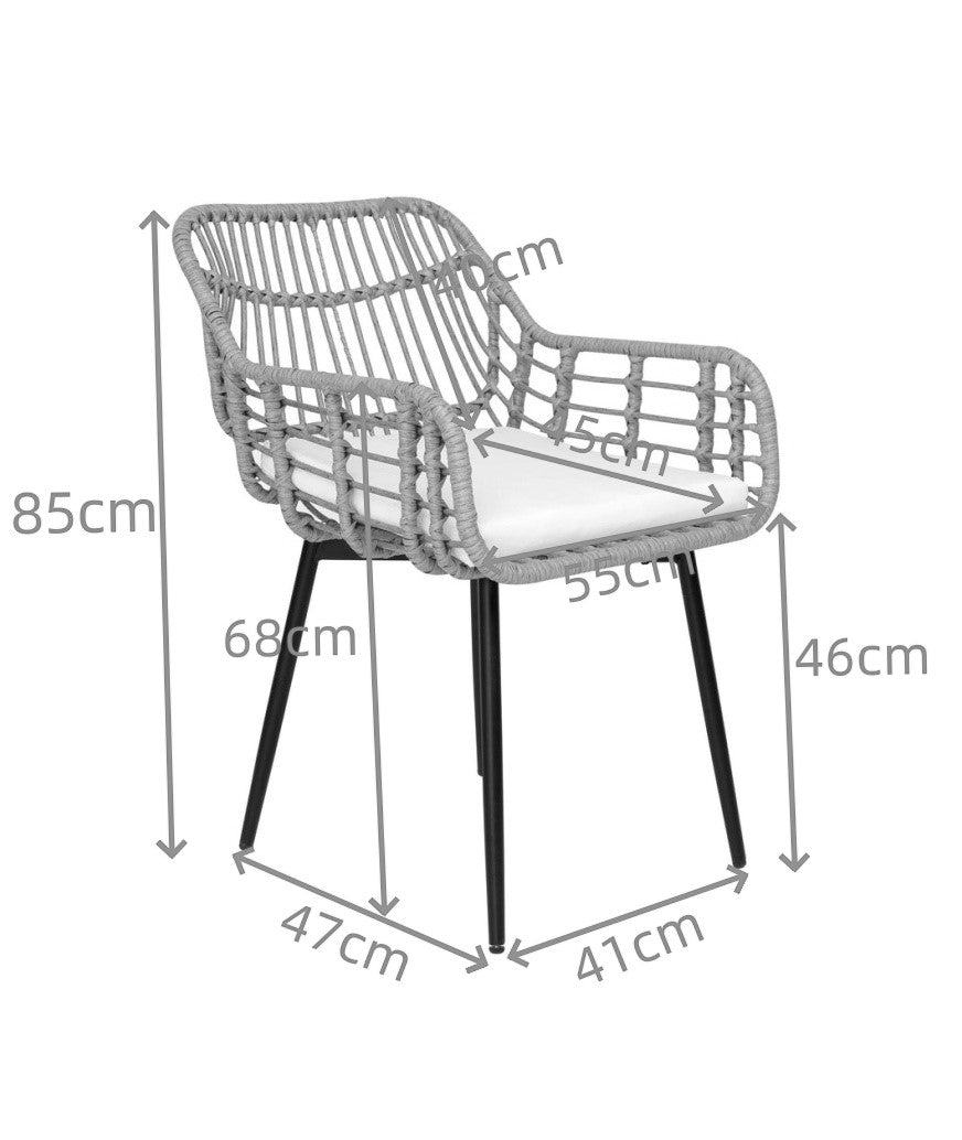 Zestaw 2 krzeseł z metalu i rattanu