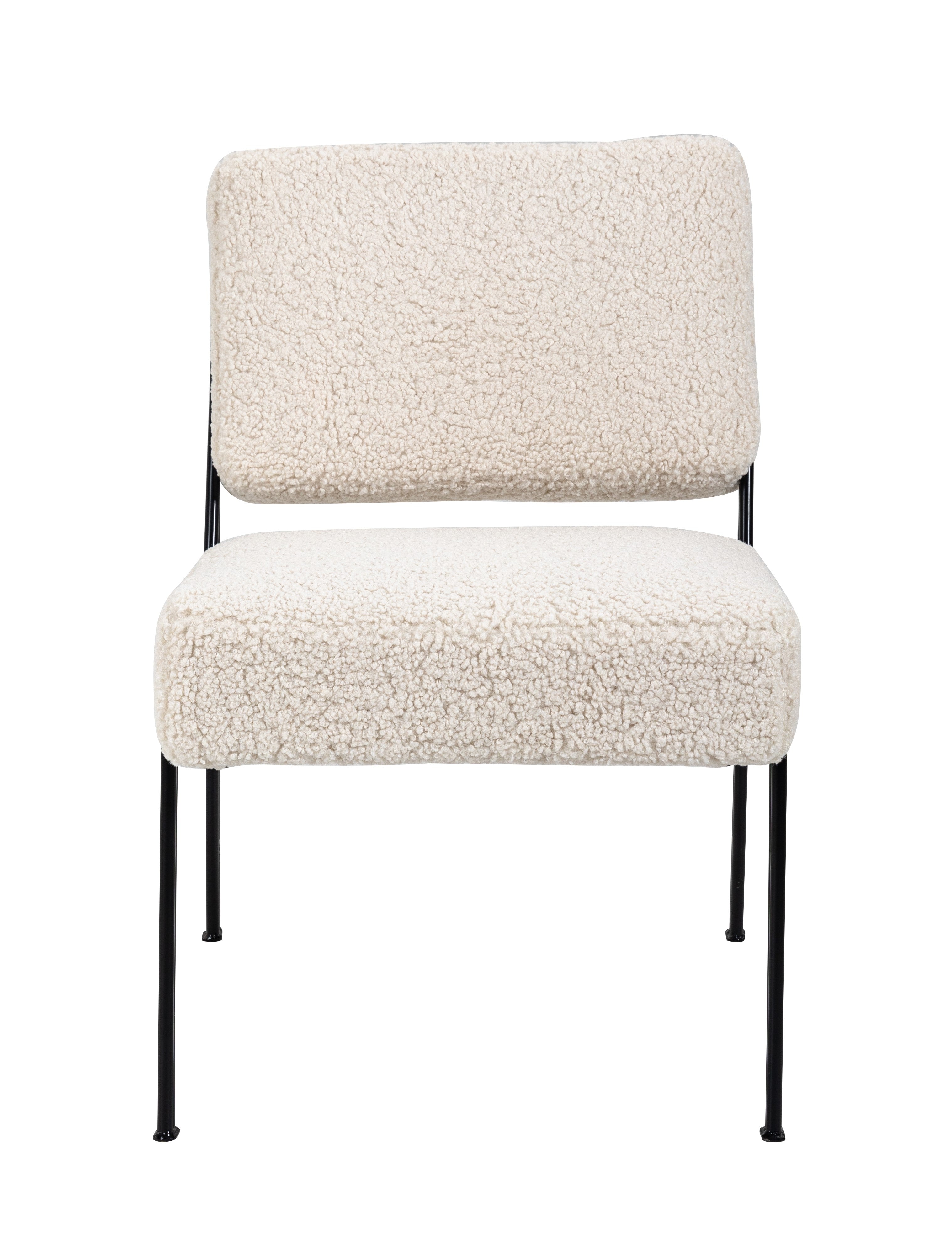 Fotel salonowy z metalu i białymi pętelkami