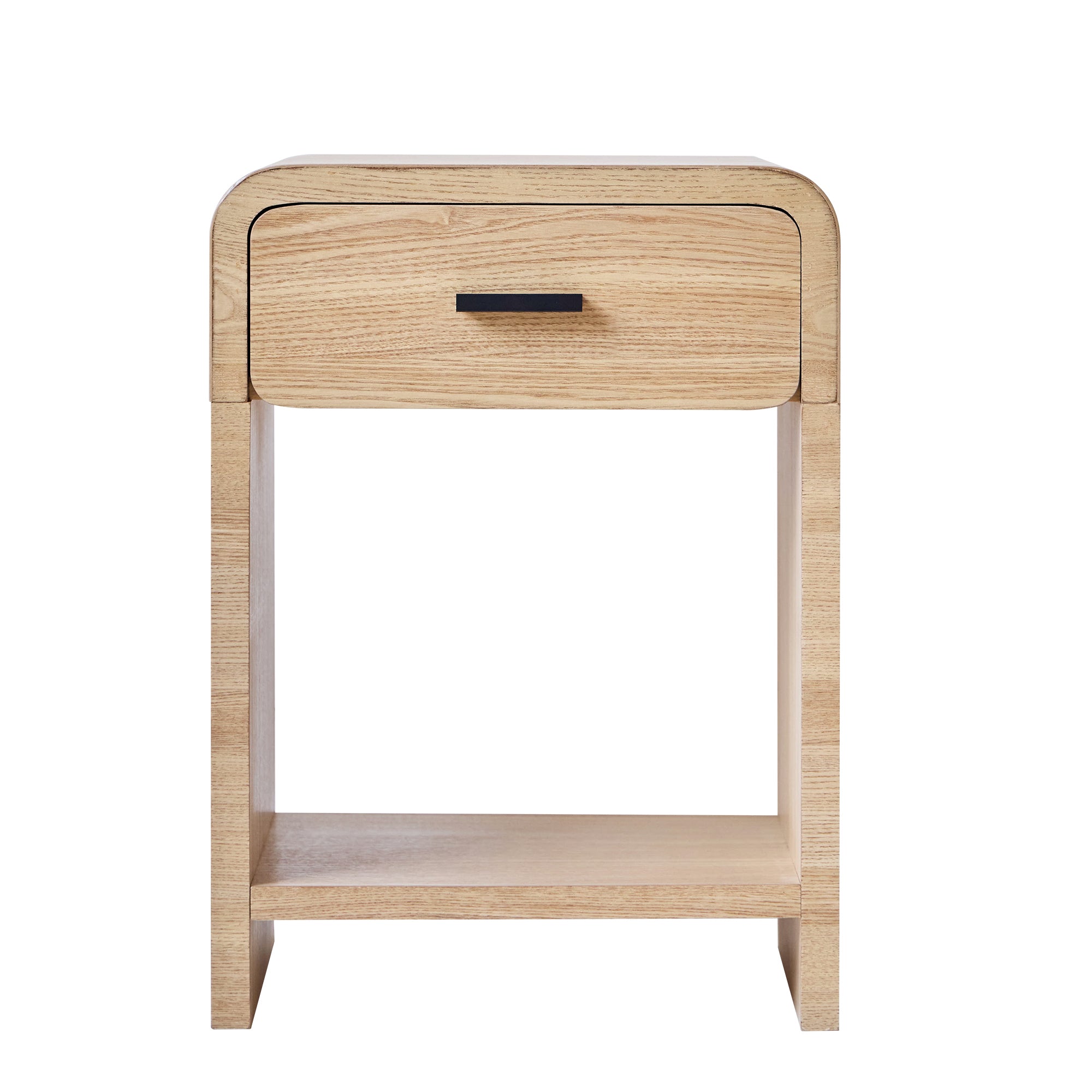 SKIVE - Brązowy drewniany stolik nocny z 1 szufladą