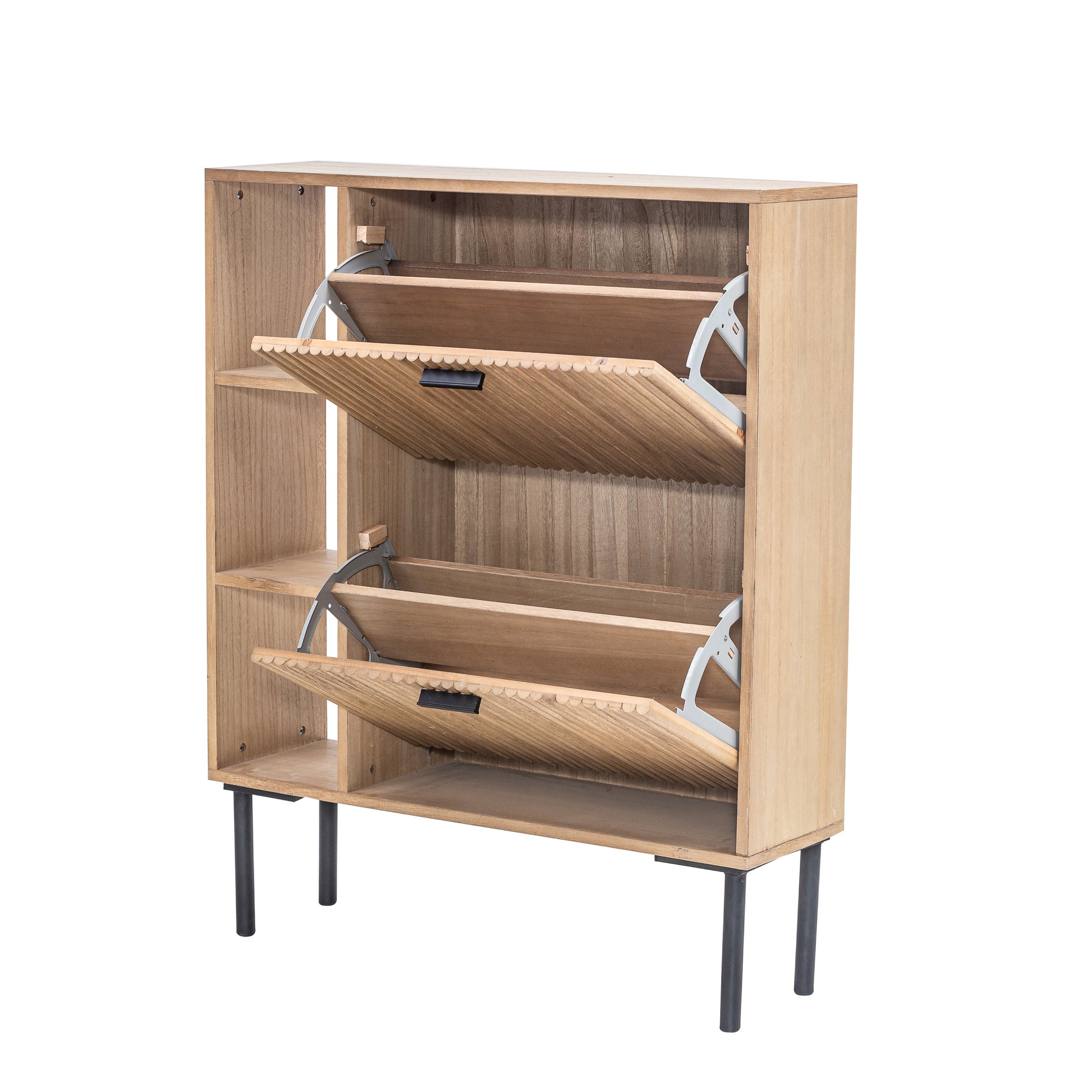 Szafka na buty z 2 szufladami, wykonana z drewna i metalu