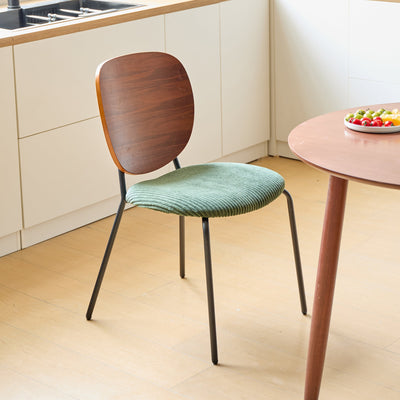 ORUM - Esszimmerstühle (2er Set) aus Holz, Metall und grünem Cord