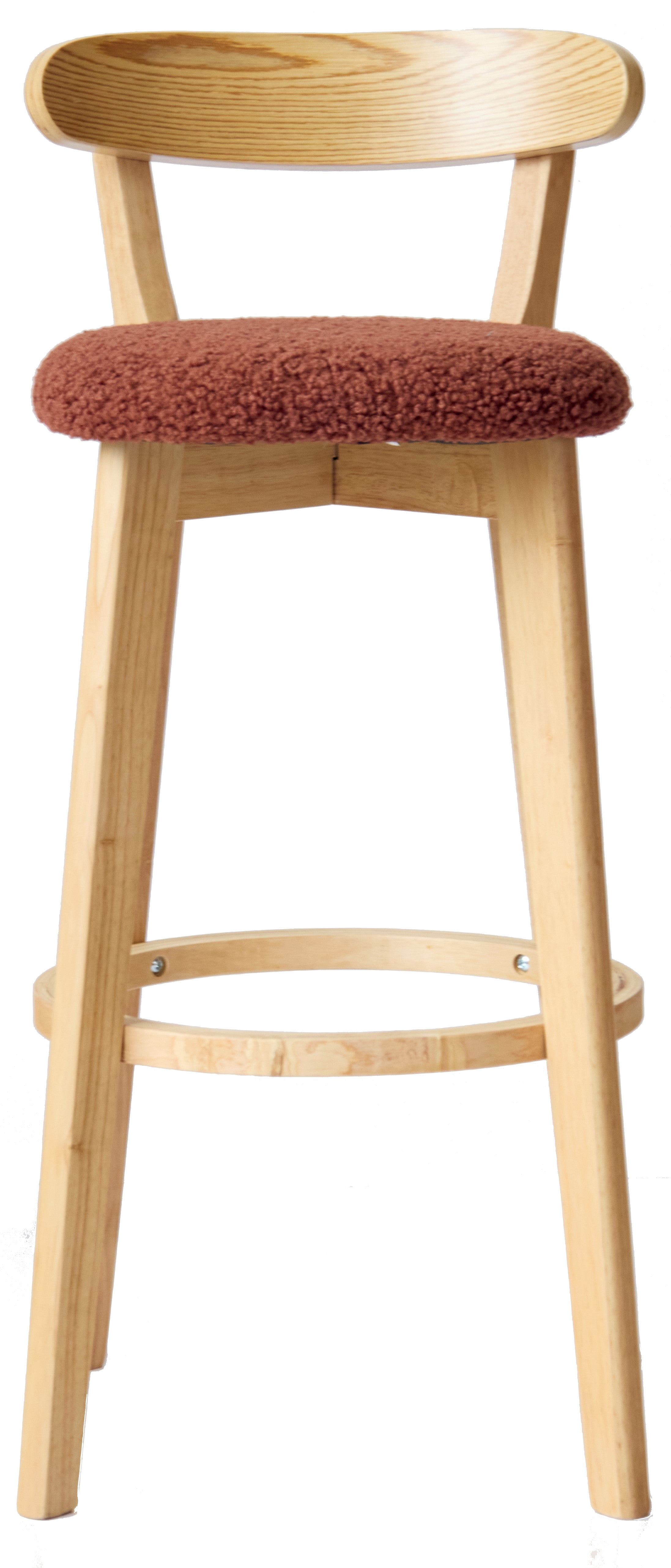 VITORIA – Zestaw 2 stołków barowych z drewna i pętelkami w kolorze terakoty