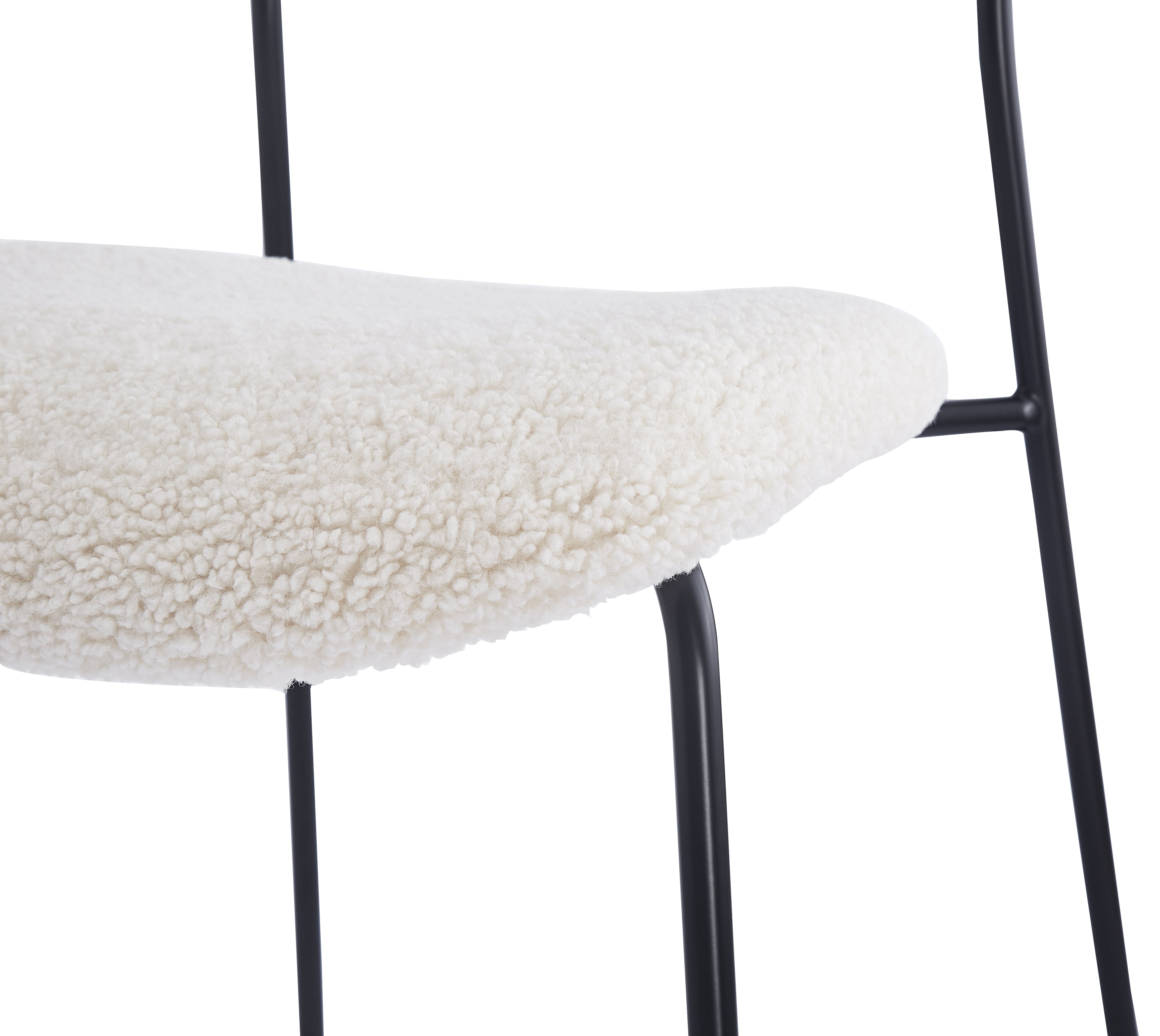 LINCOLN - Esszimmerstühle (2er Set) aus Metall und Boucle weiß