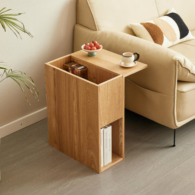 KARLSTAD - Tavolino laterale da divano con vano contenitore in legno
