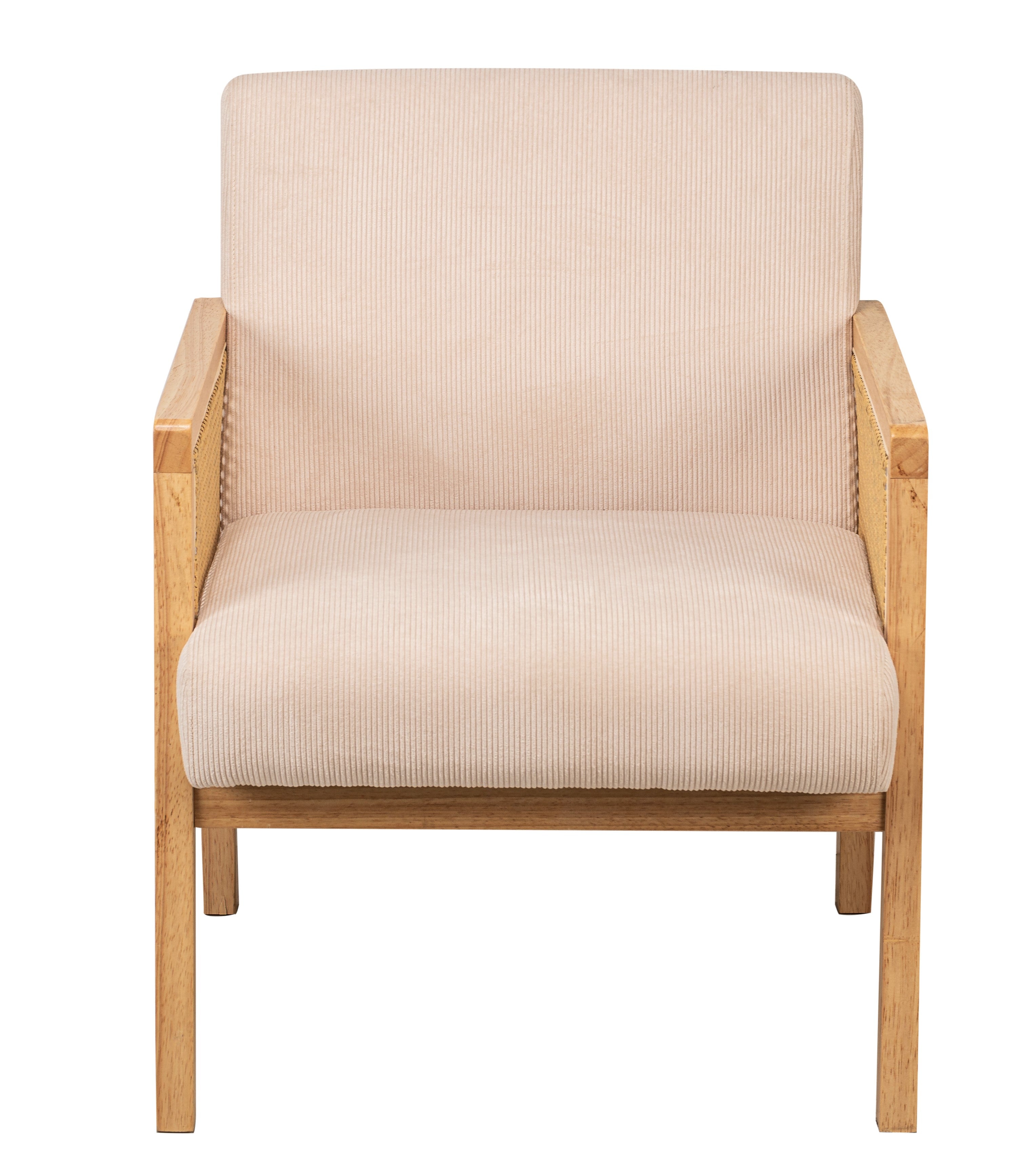 BORGO – Fotel salonowy z litego drewna i beżowej plecionki