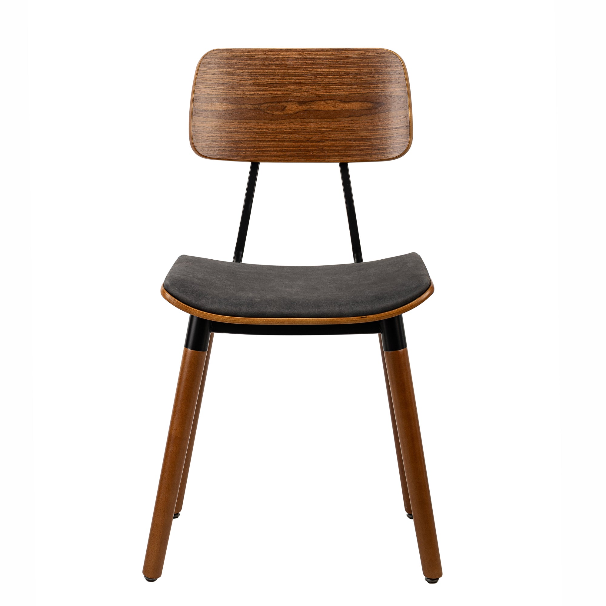 Lot de 2 chaises en bois et simili noir