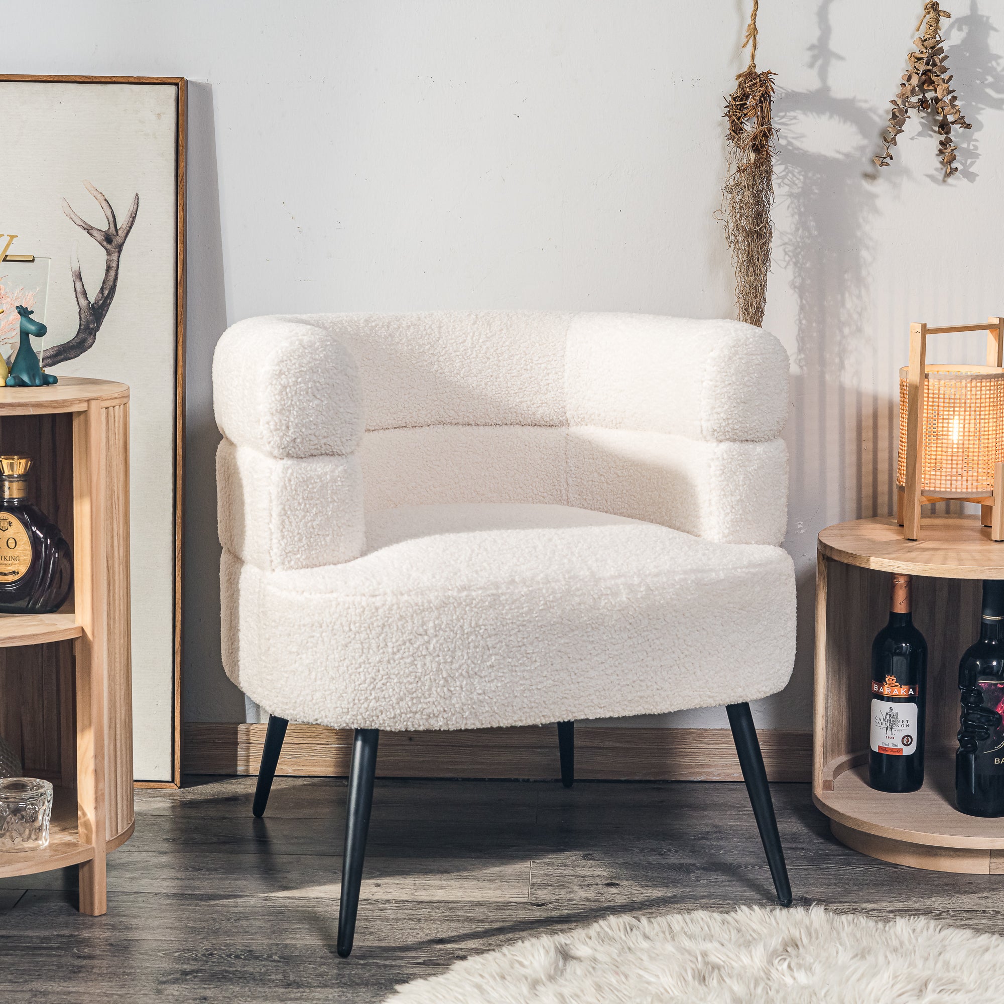 KORGEN – Fotel salonowy z metalu i białych pętelek