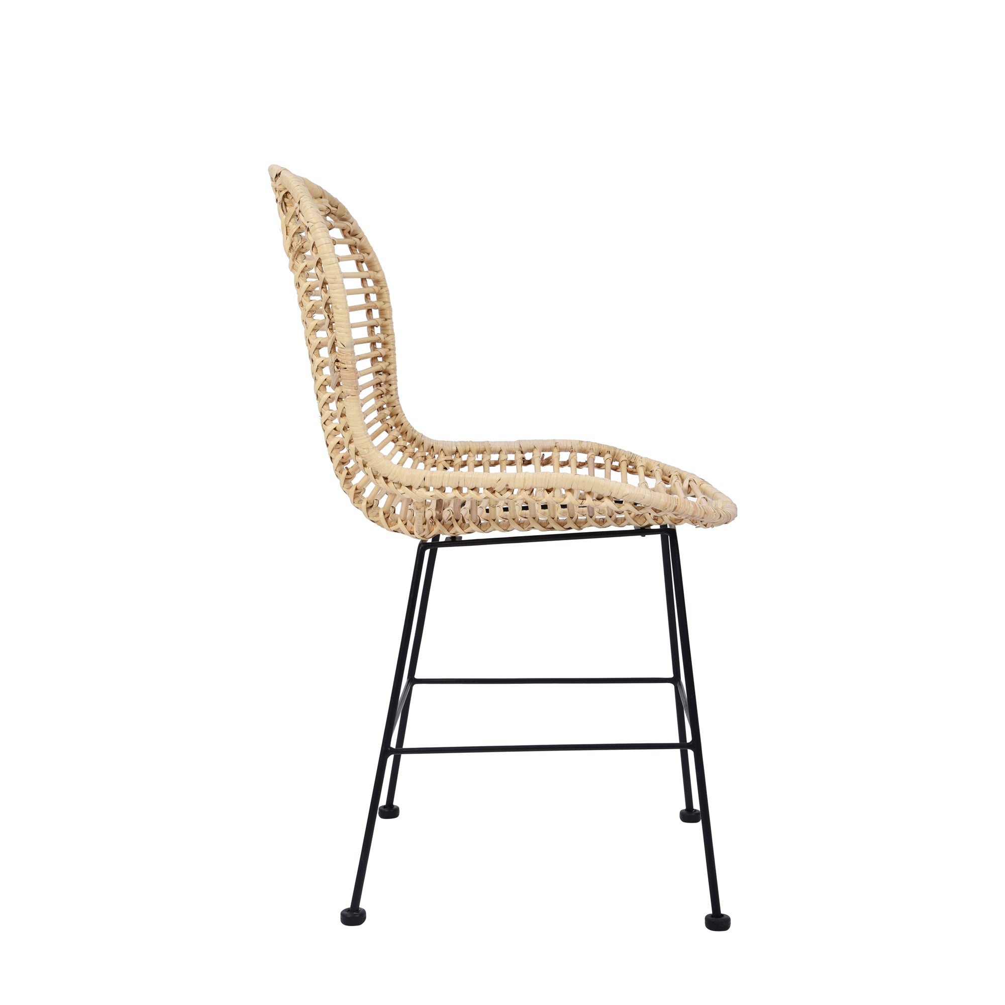 BORONG – Zestaw 2 krzeseł do jadalni w stylu boheme, wykonanych z naturalnego rattanu