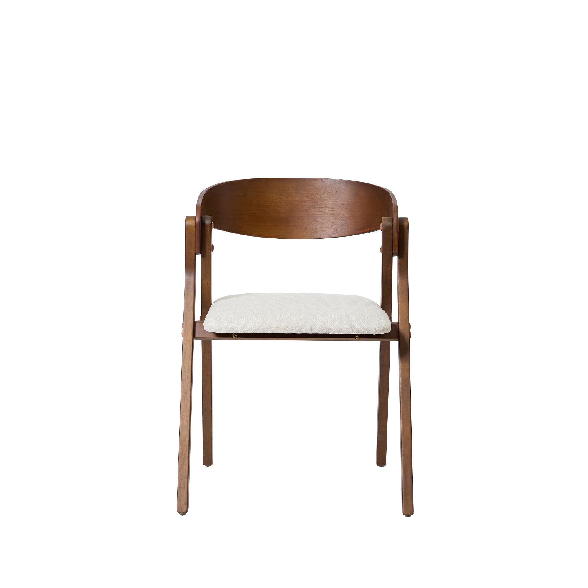 PORI – Zestaw 2 krzeseł do jadalni z drewna orzechowego i beżowej tkaniny