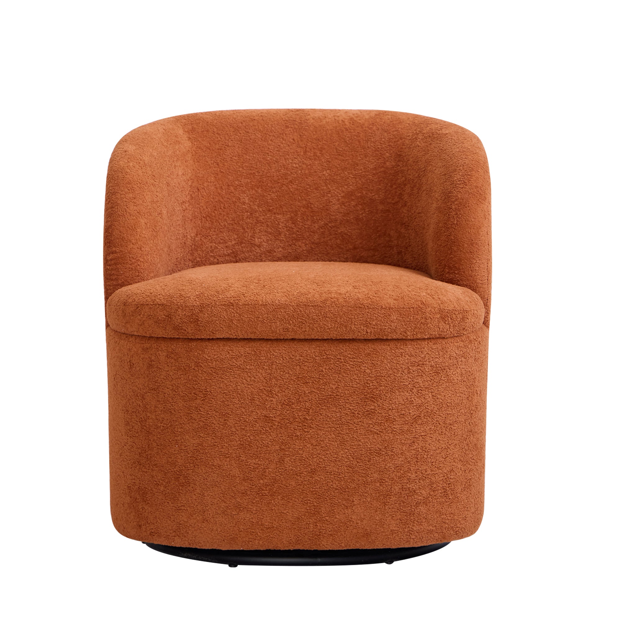 HALMSTAD – Obrotowy fotel salonowy i pufa z tkaniny w kolorze terakoty