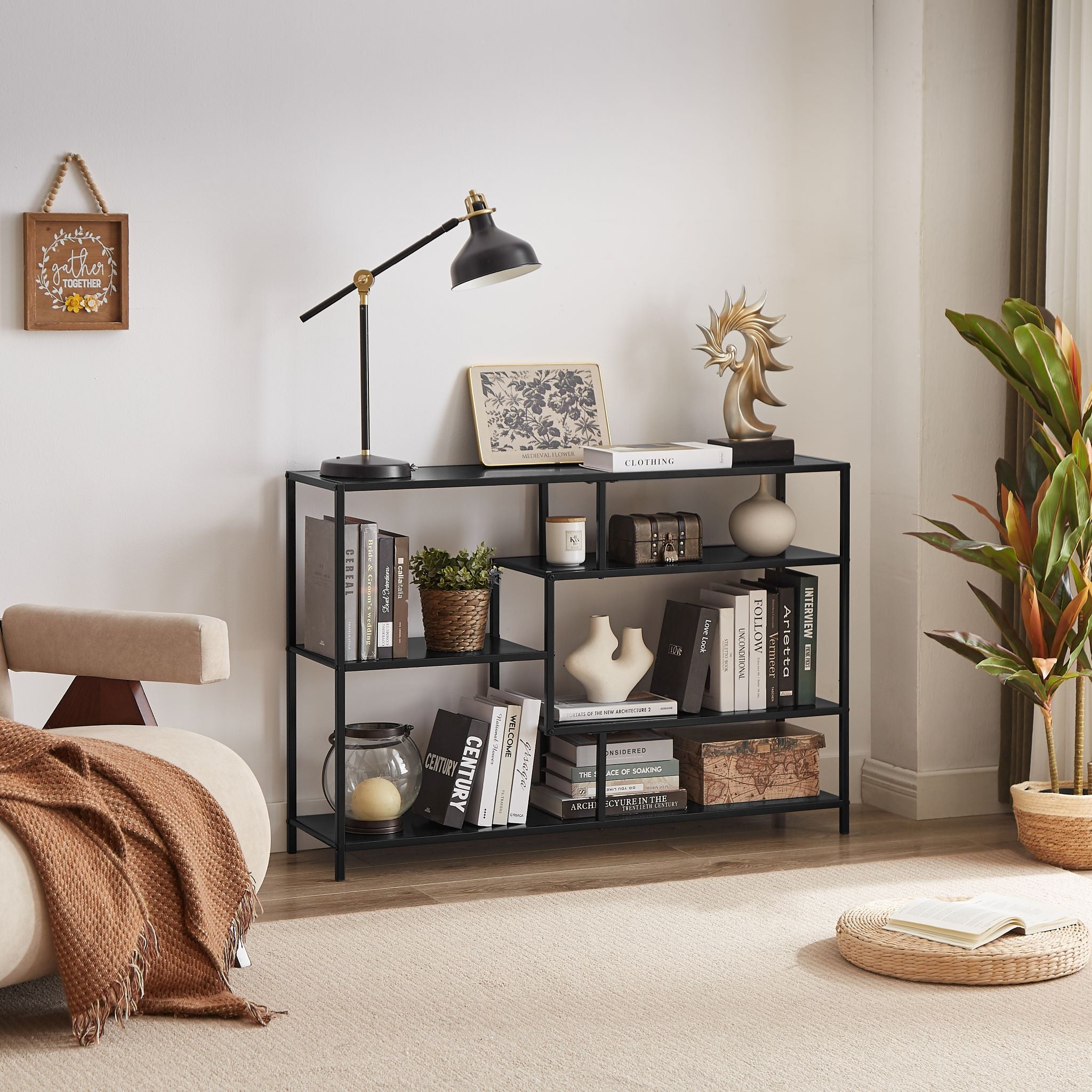 ODDA – Przemysłowa półka z 5 poziomami przechowywania, wykonana z czarnego metalu