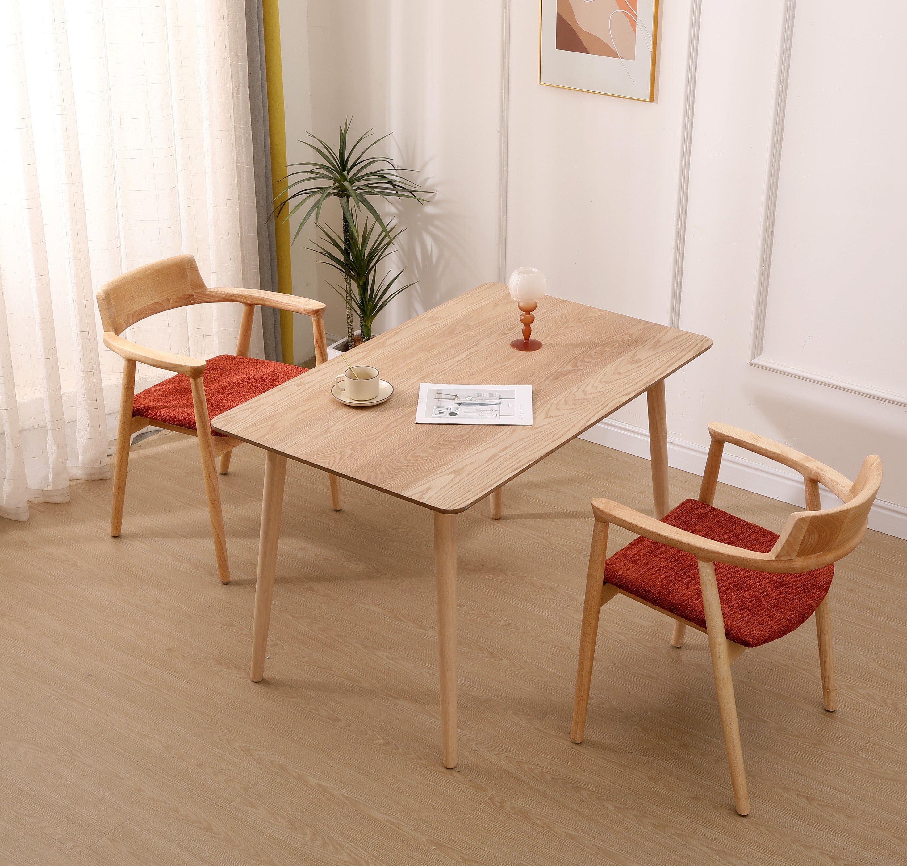 CORDOBA – Zestaw 2 krzeseł z litego drewna z podłokietnikami i pętelkami w kolorze terakoty