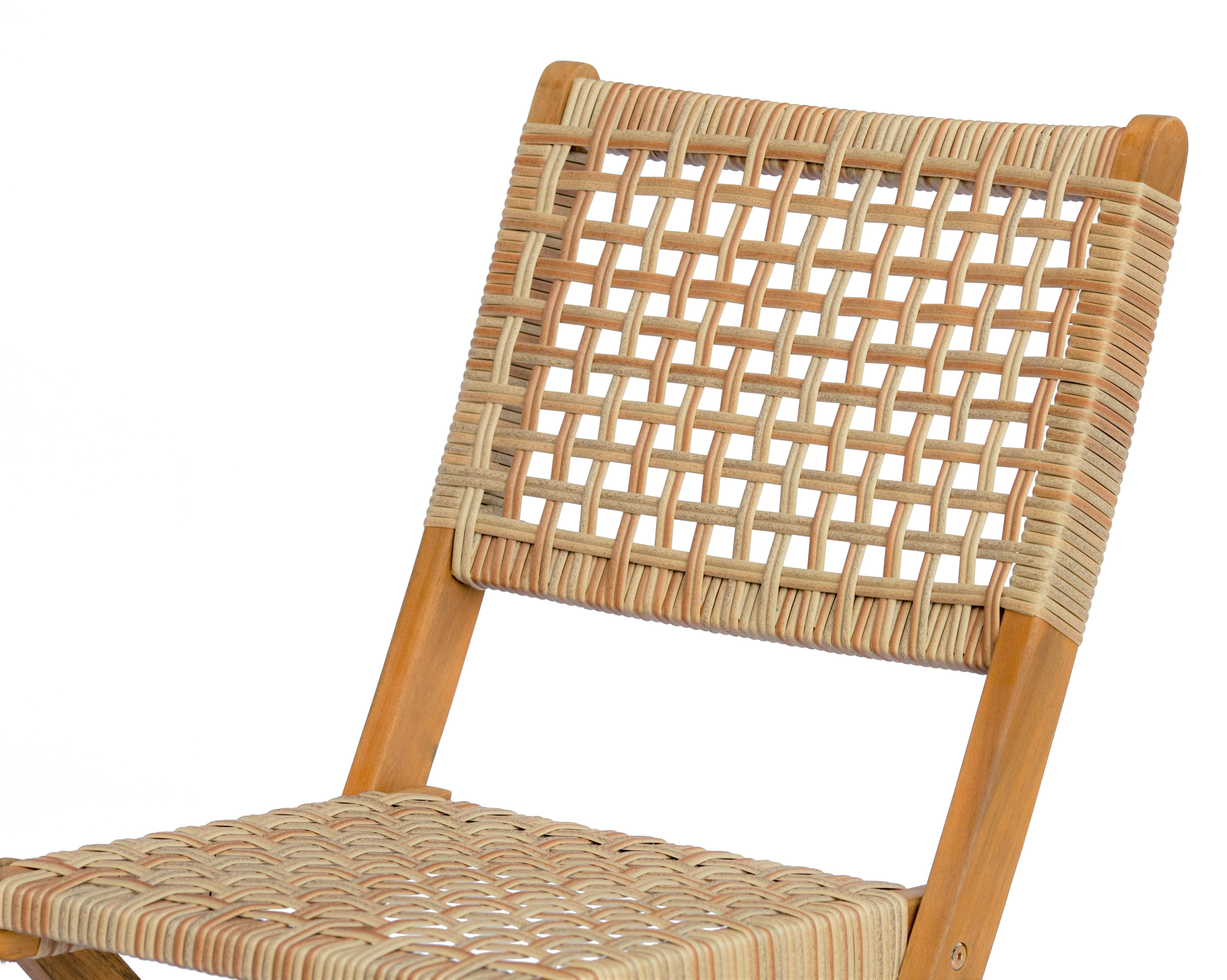 Zestaw 2 krzeseł ogrodowych z drewna akacjowego i sznurka